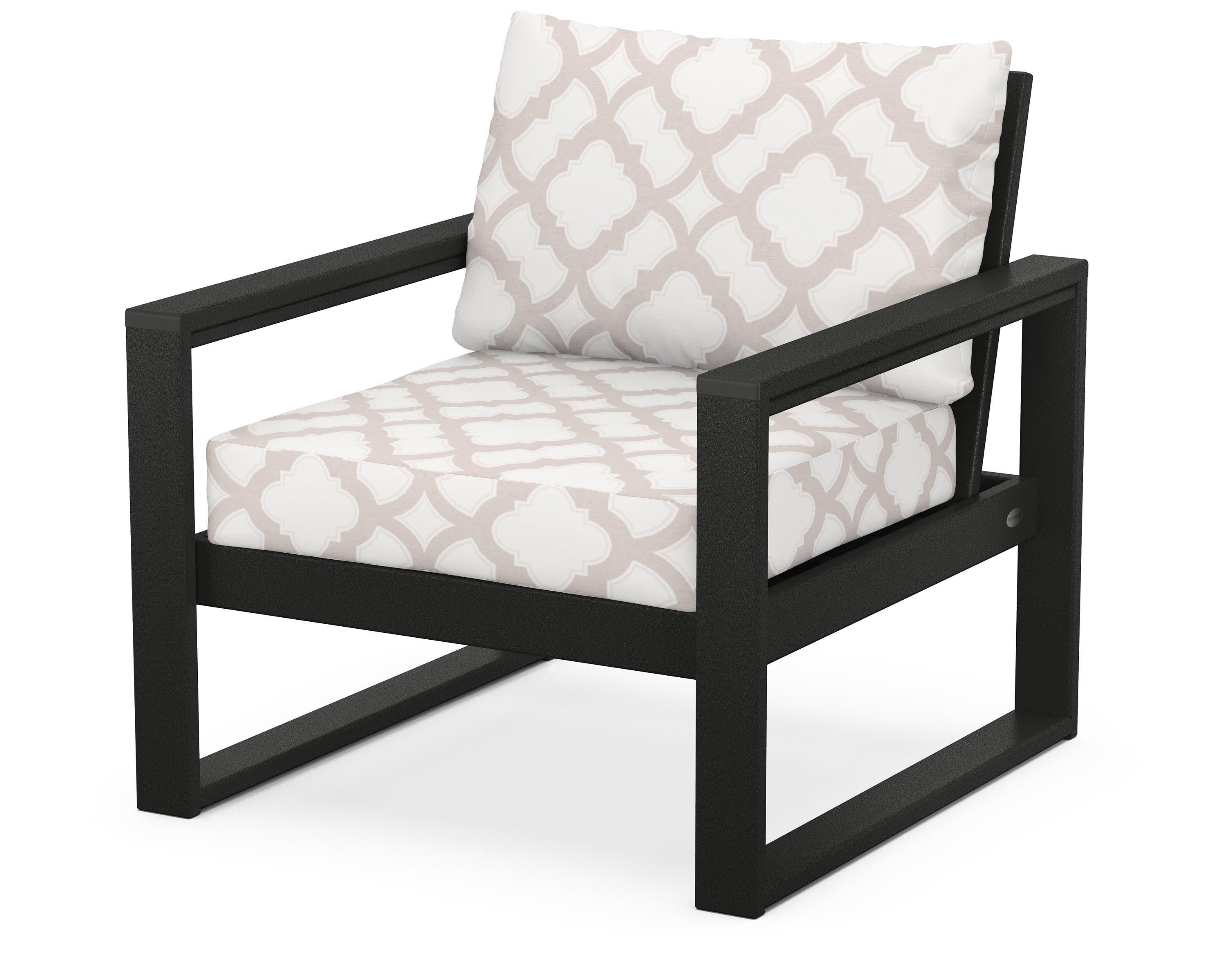EDGE Club Chair in Black / Trellis Dune Burlap