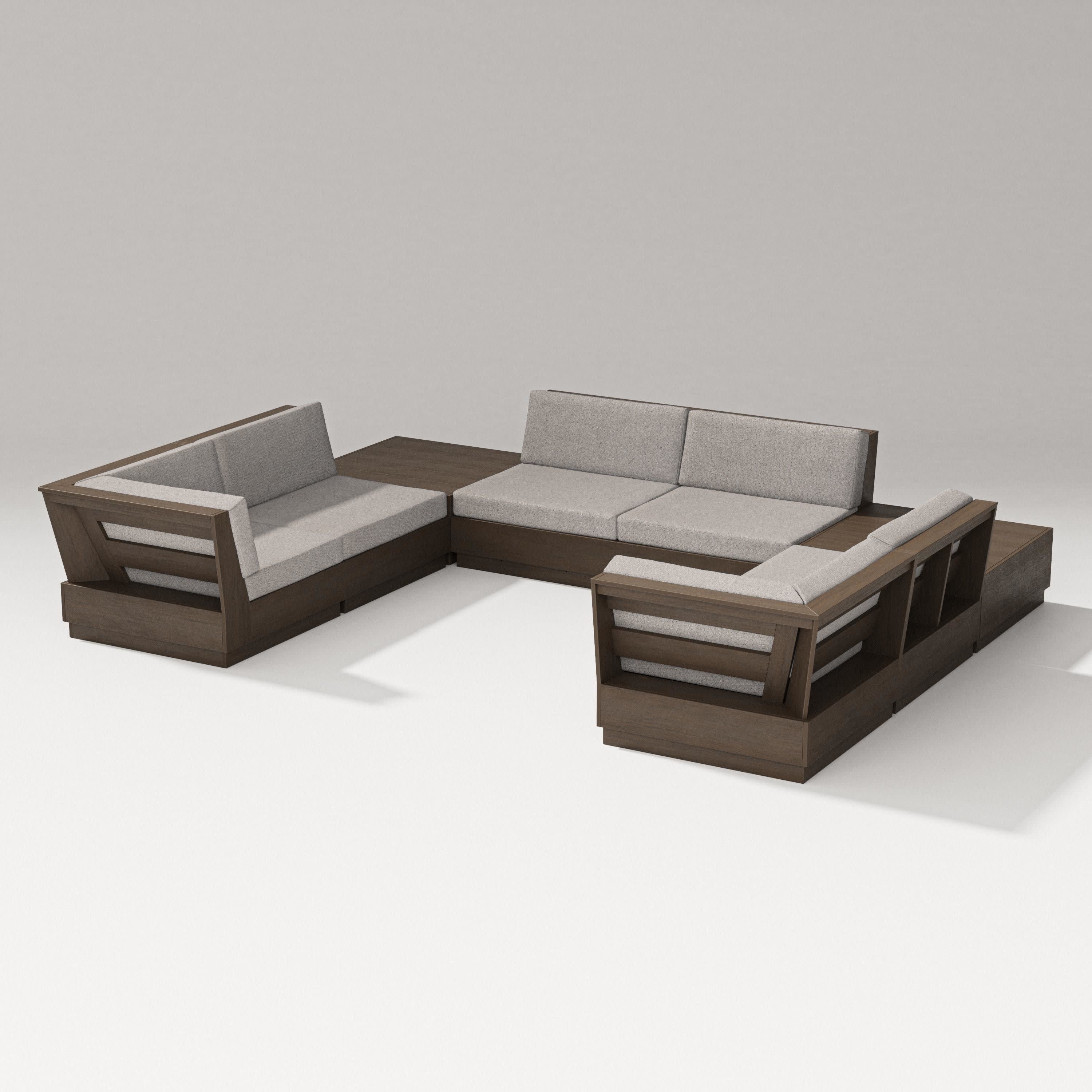 Elevate 8-Piece U-Shaped Sectional in Kona / Weathered Tweed
