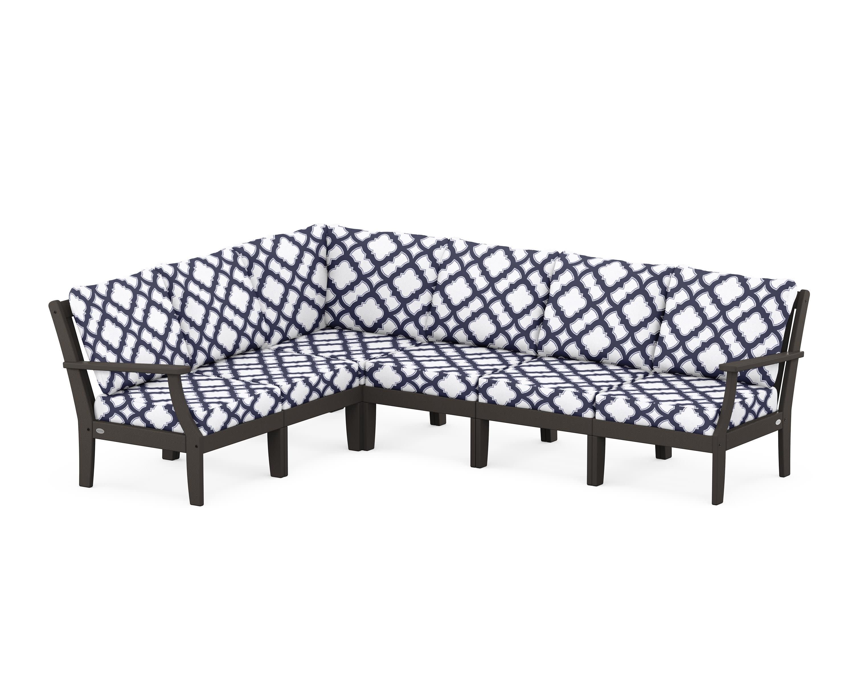 Braxton Modular 6-Piece Deep Seating Set in Vintage Coffee / Trellis Navy