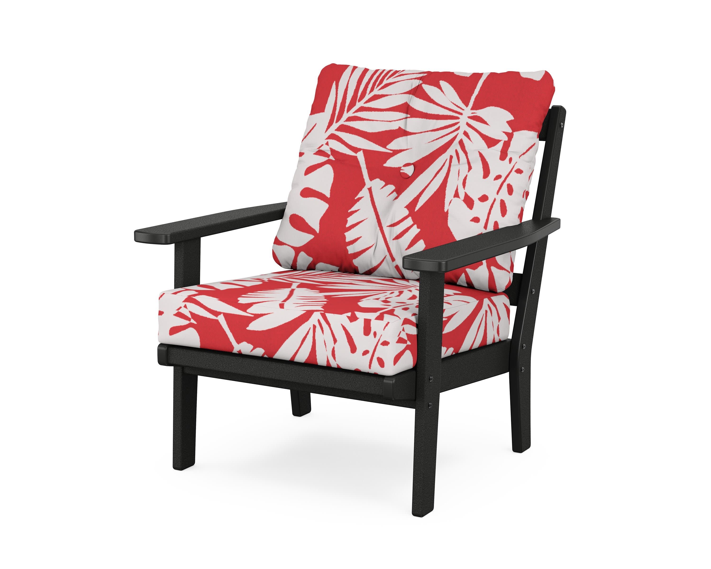 Oxford Deep Seating Chair in Black / Leaf Crimson