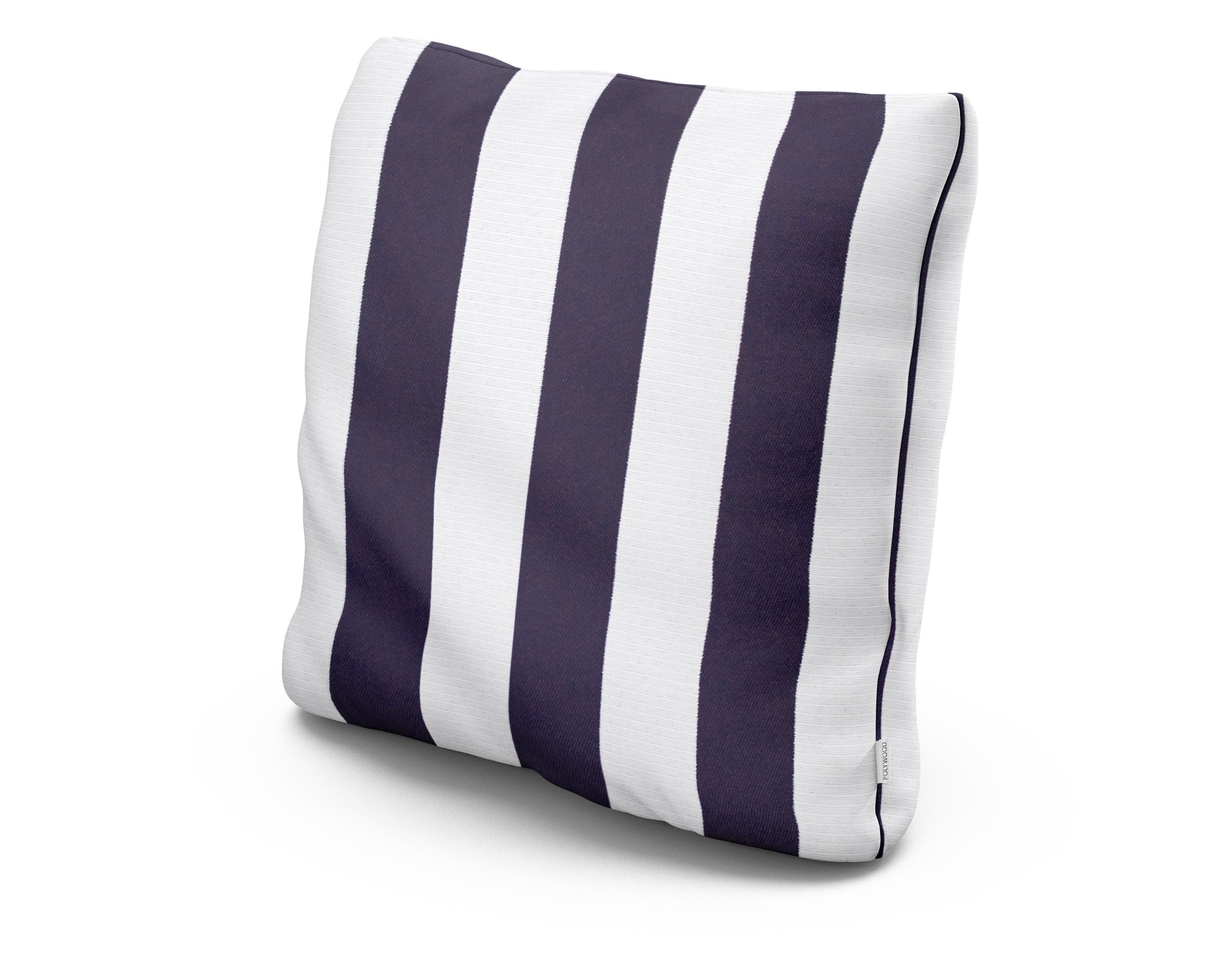22" Outdoor Throw Pillow in Cabana Stripe Navy