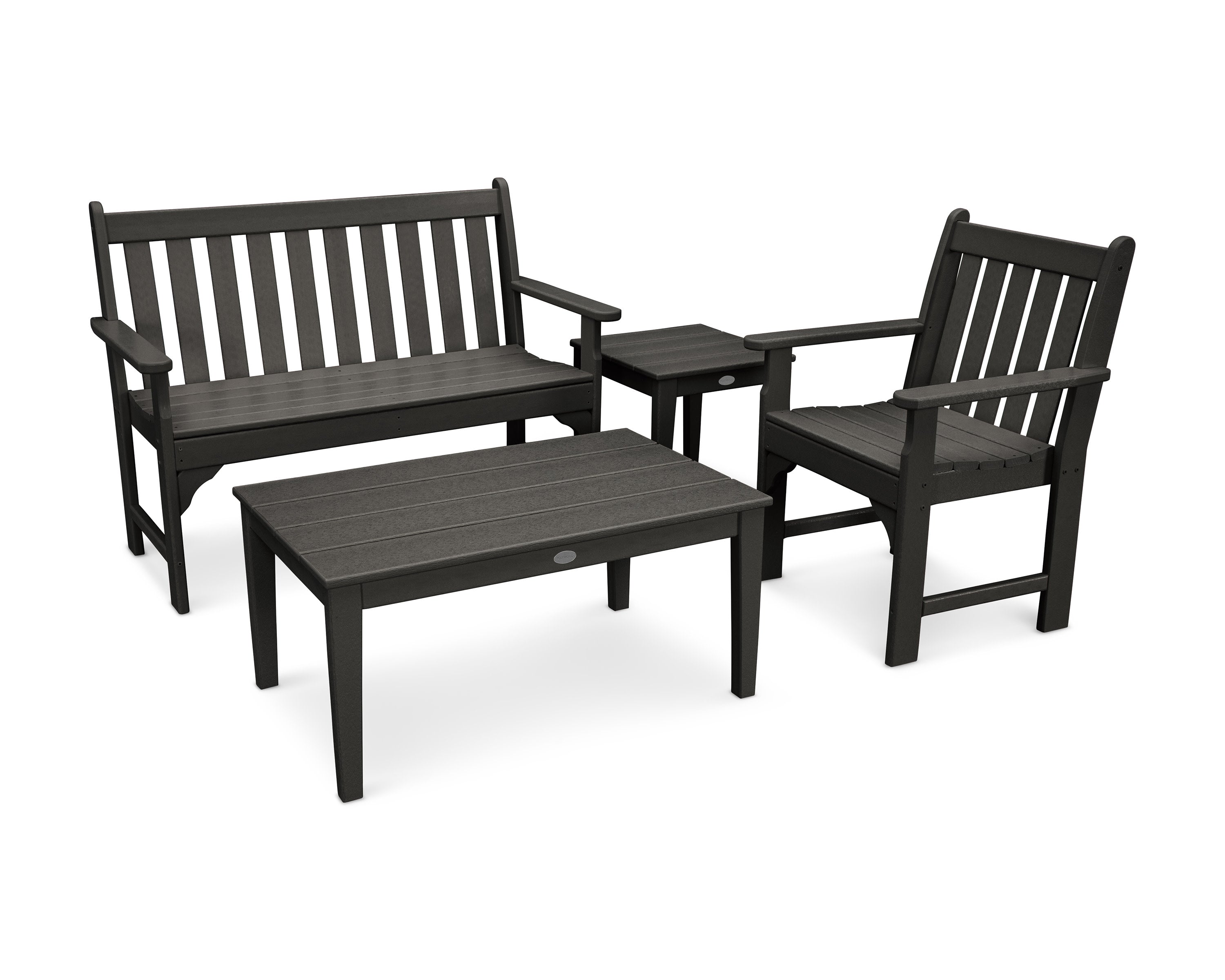 Vineyard 4-Piece Bench Seating Set in Black