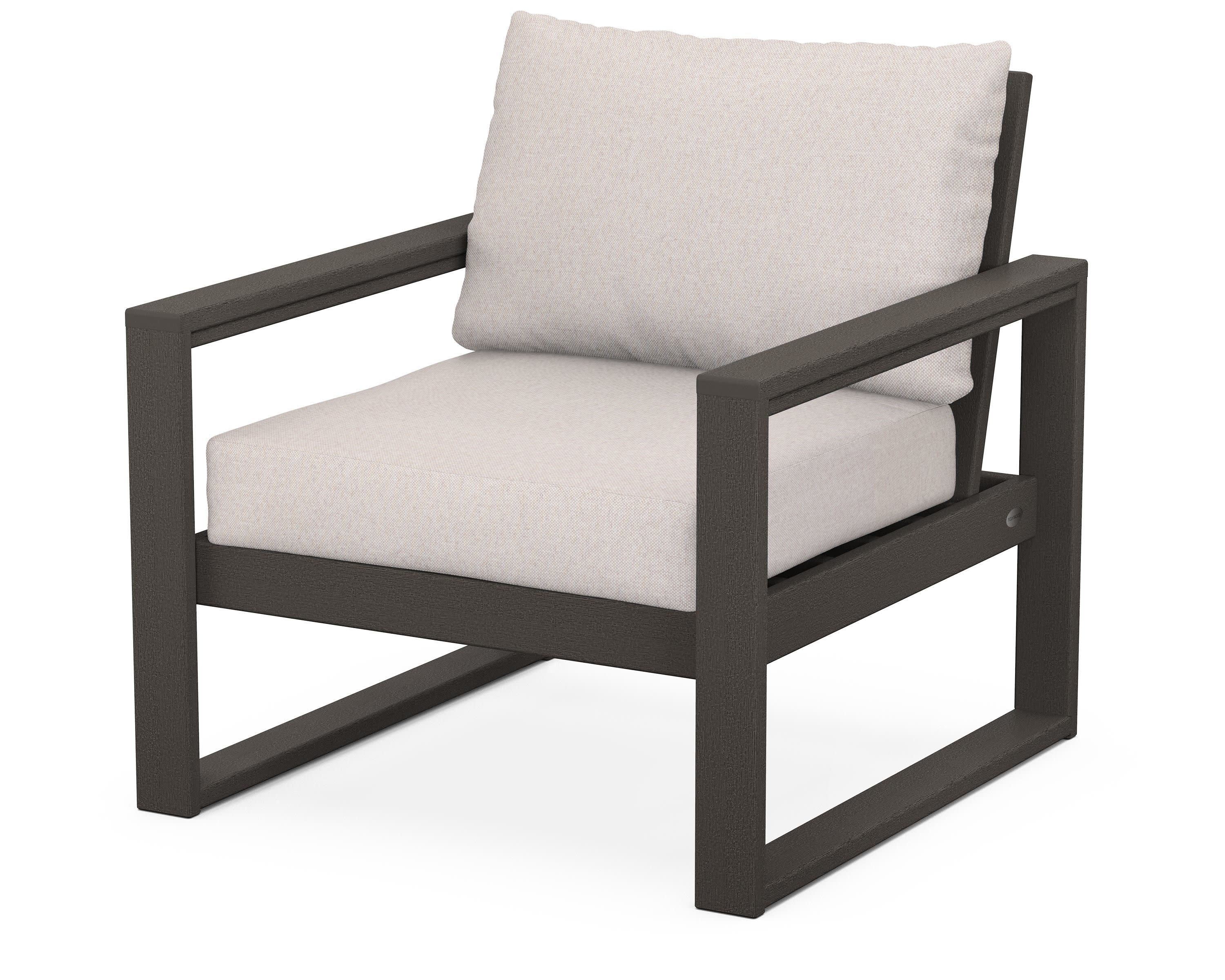 EDGE Club Chair in Vintage Coffee / Dune Burlap