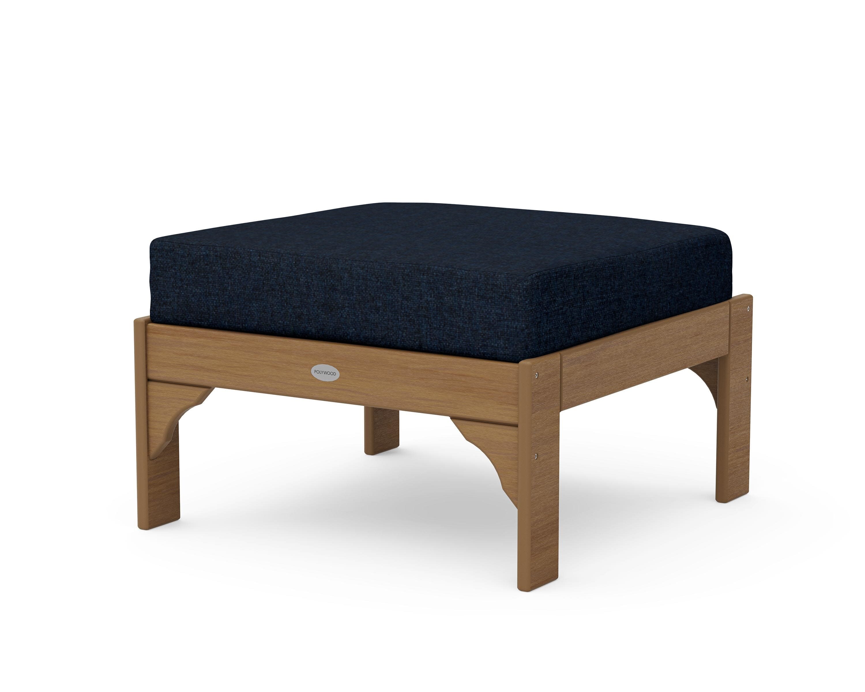 Vineyard Deep Seating Ottoman in Natural / Marine Indigo