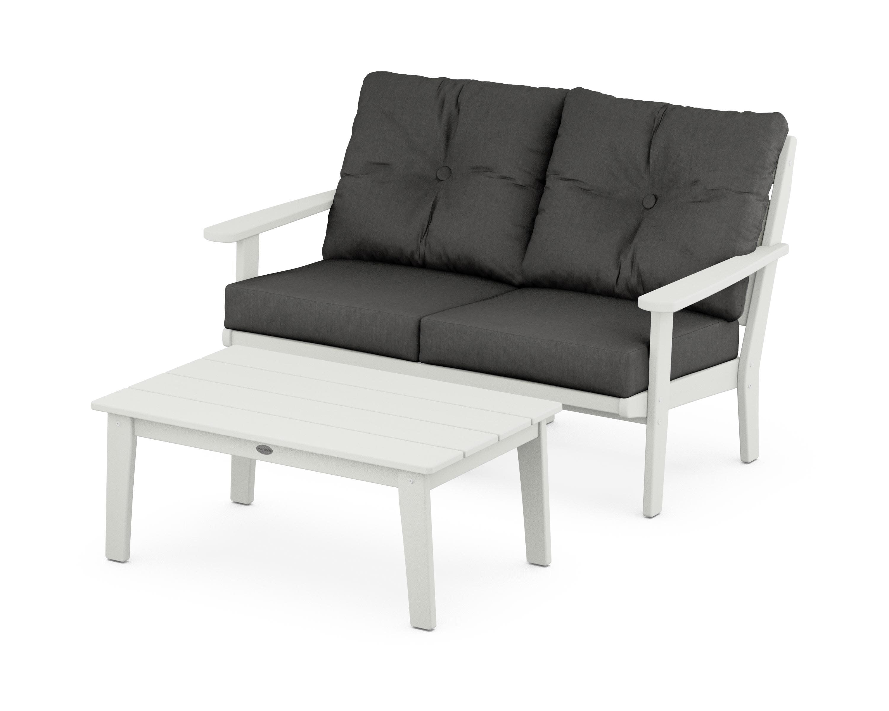 Lakeside 2-Piece Lounge Loveseat Set in Vintage White / Spectrum Carbon