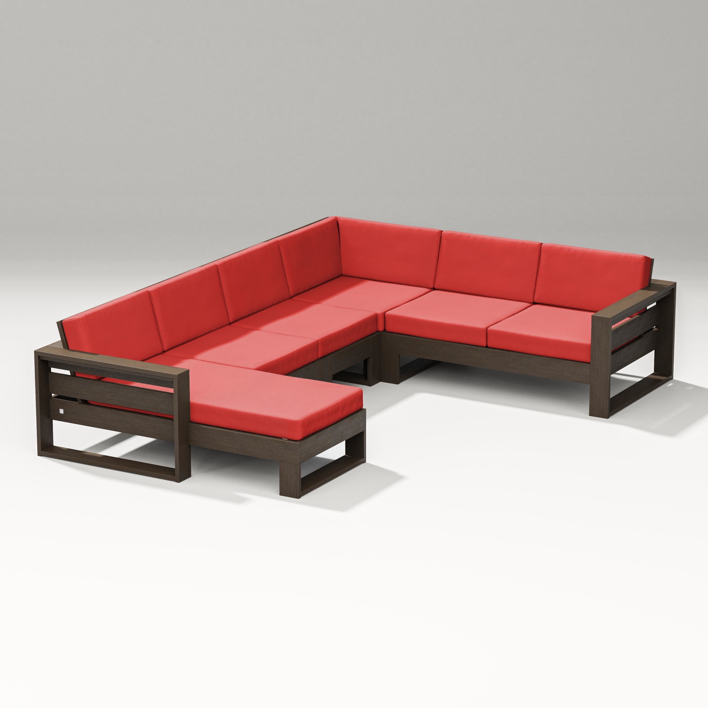 Latitude Corner Sectional with Left Chaise in Kona / Crimson Linen
