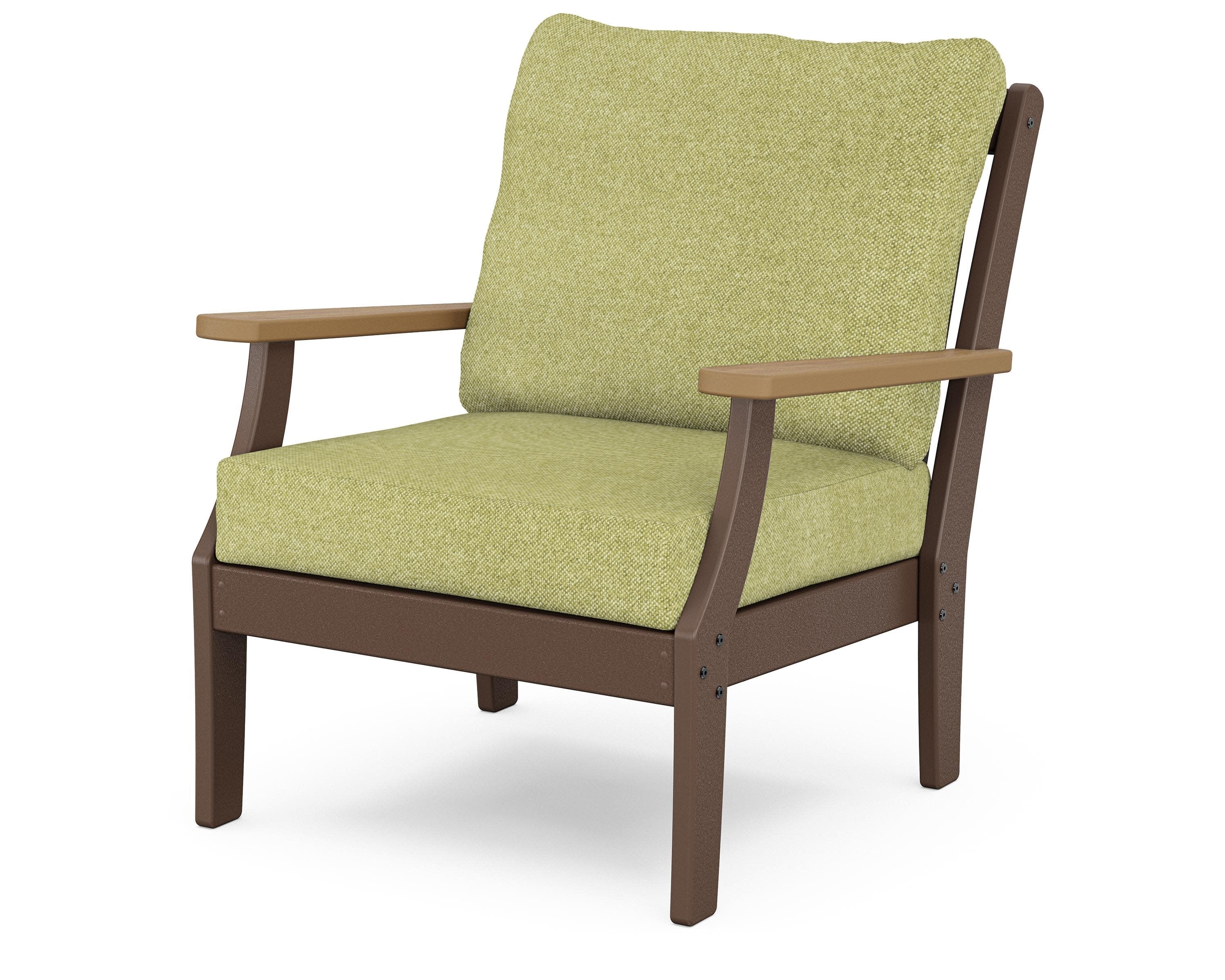 Braxton Deep Seating Chair in Mahogany / Natural / Chartreuse Boucle