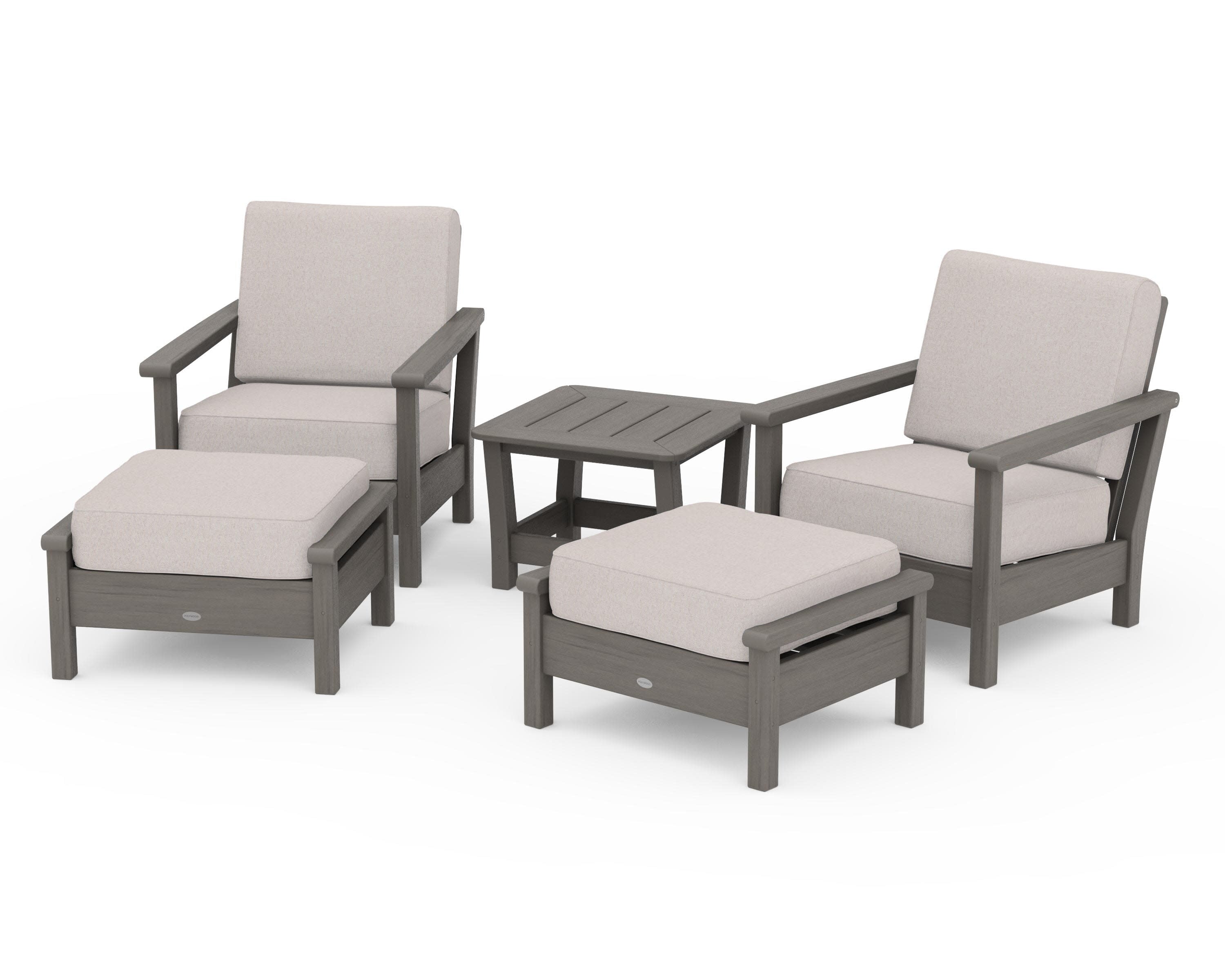 Harbour 5-Piece Deep Seating Chair Set in Driftwood / Dune Burlap