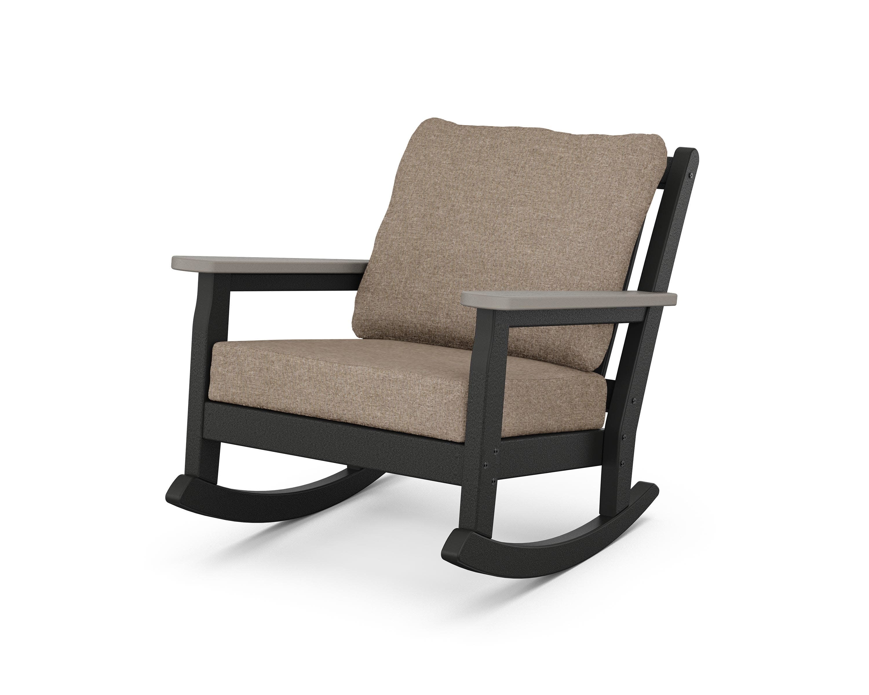 Chippendale Deep Seating Rocking Chair in Black / Driftwood / Spiced Burlap