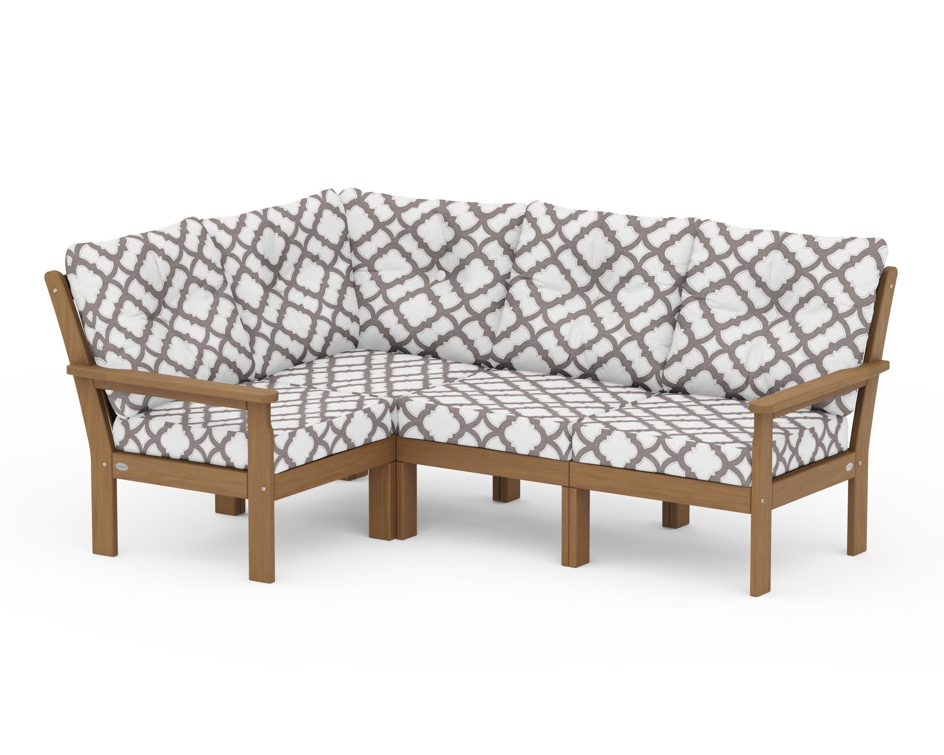 Vineyard 4-Piece Sectional in Natural / Trellis Grey Mist