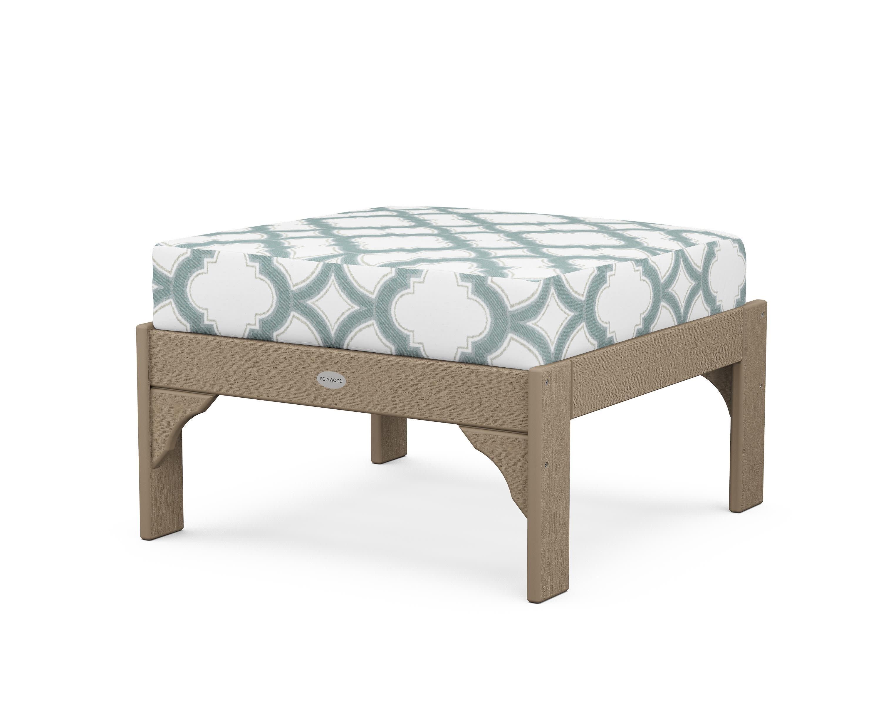 Vineyard Deep Seating Ottoman in Vintage Sahara / Trellis Glacier Spa