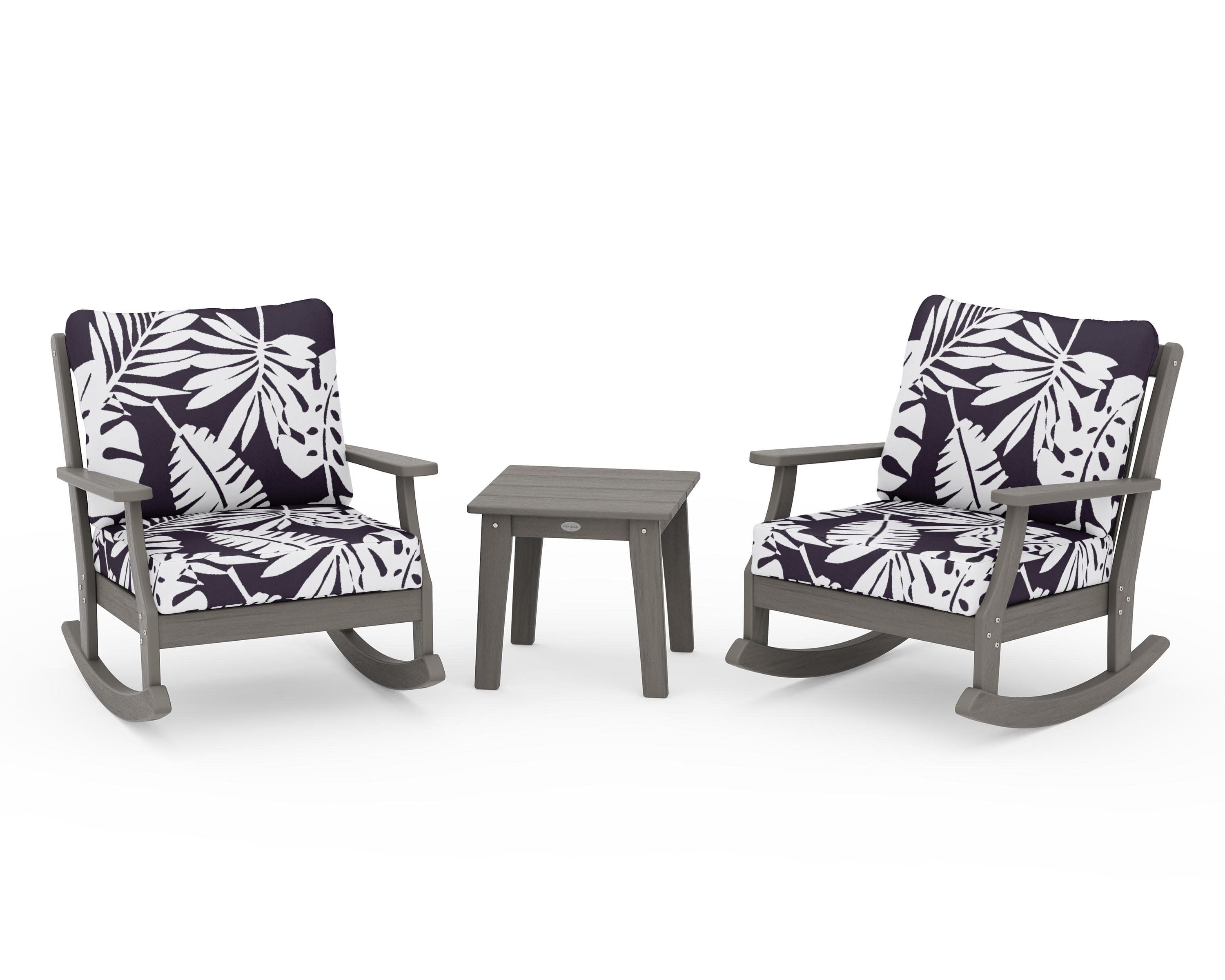 Braxton 3-Piece Deep Seating Rocker Set in Driftwood / Leaf Navy