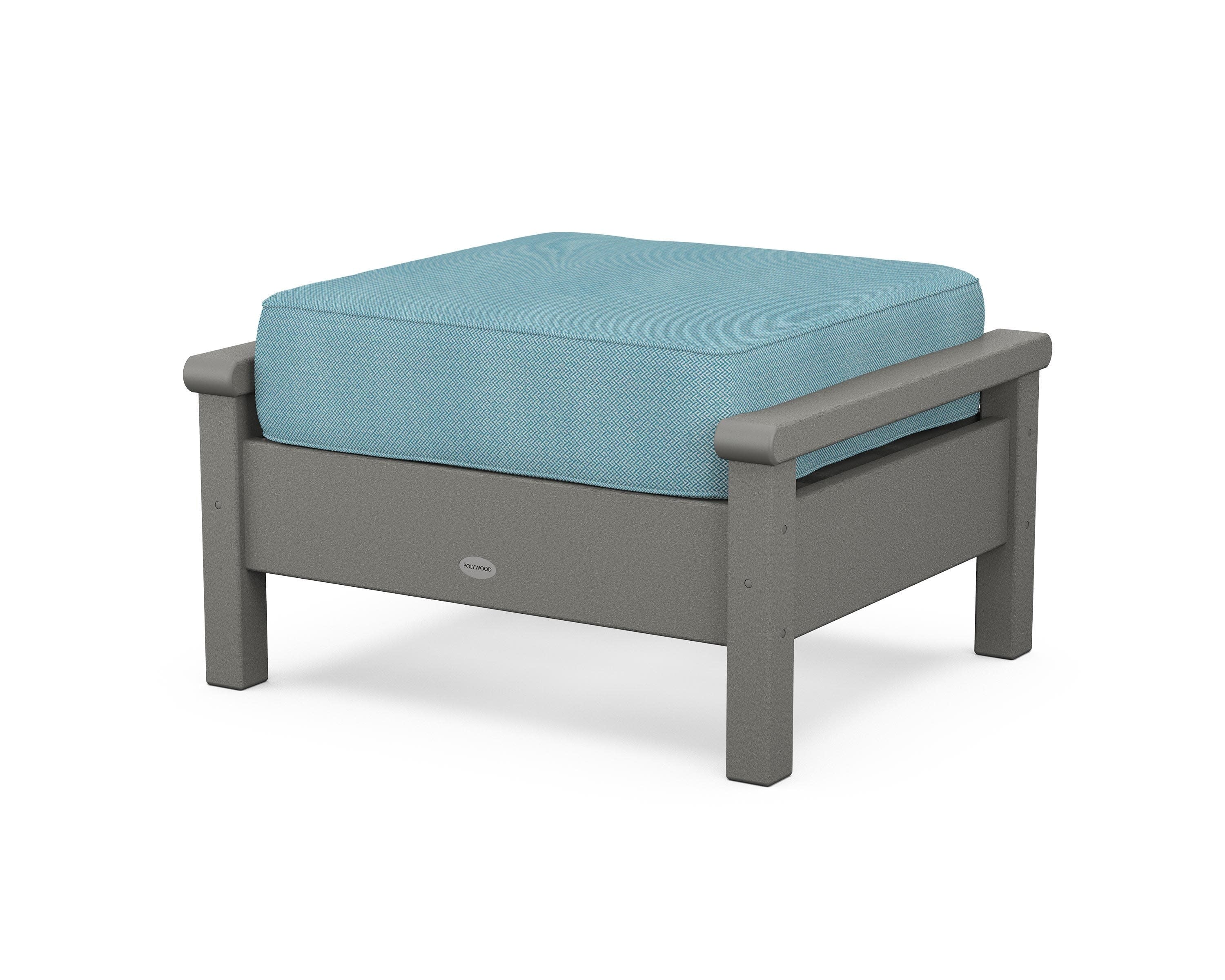 Harbour Deep Seating Ottoman in Slate Grey / Lattice Sky Blue