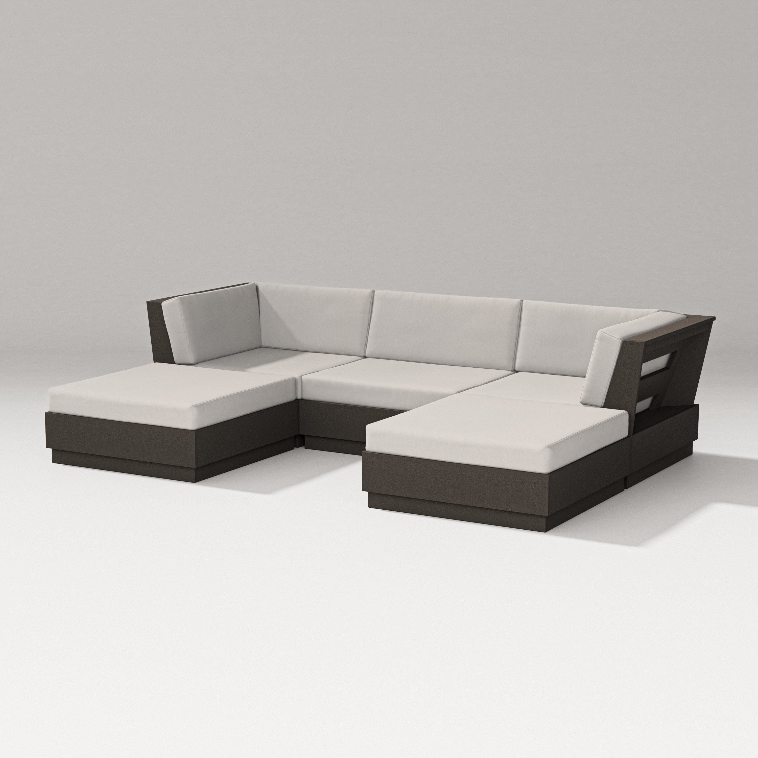 Elevate Double Chaise Sectional in Vintage Coffee / Cast Ash