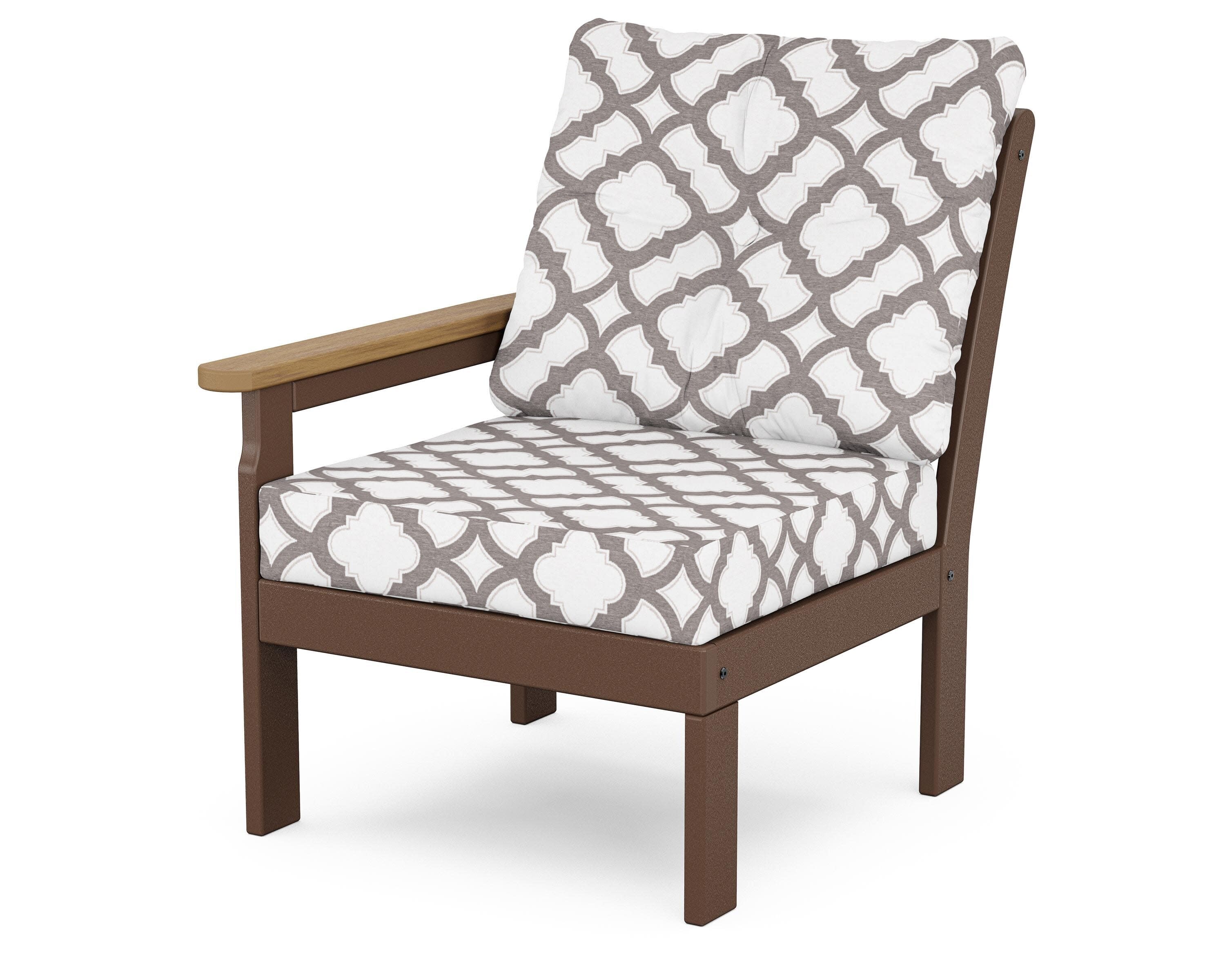 Vineyard Modular Left Arm Chair in Mahogany / Natural / Trellis Grey Mist