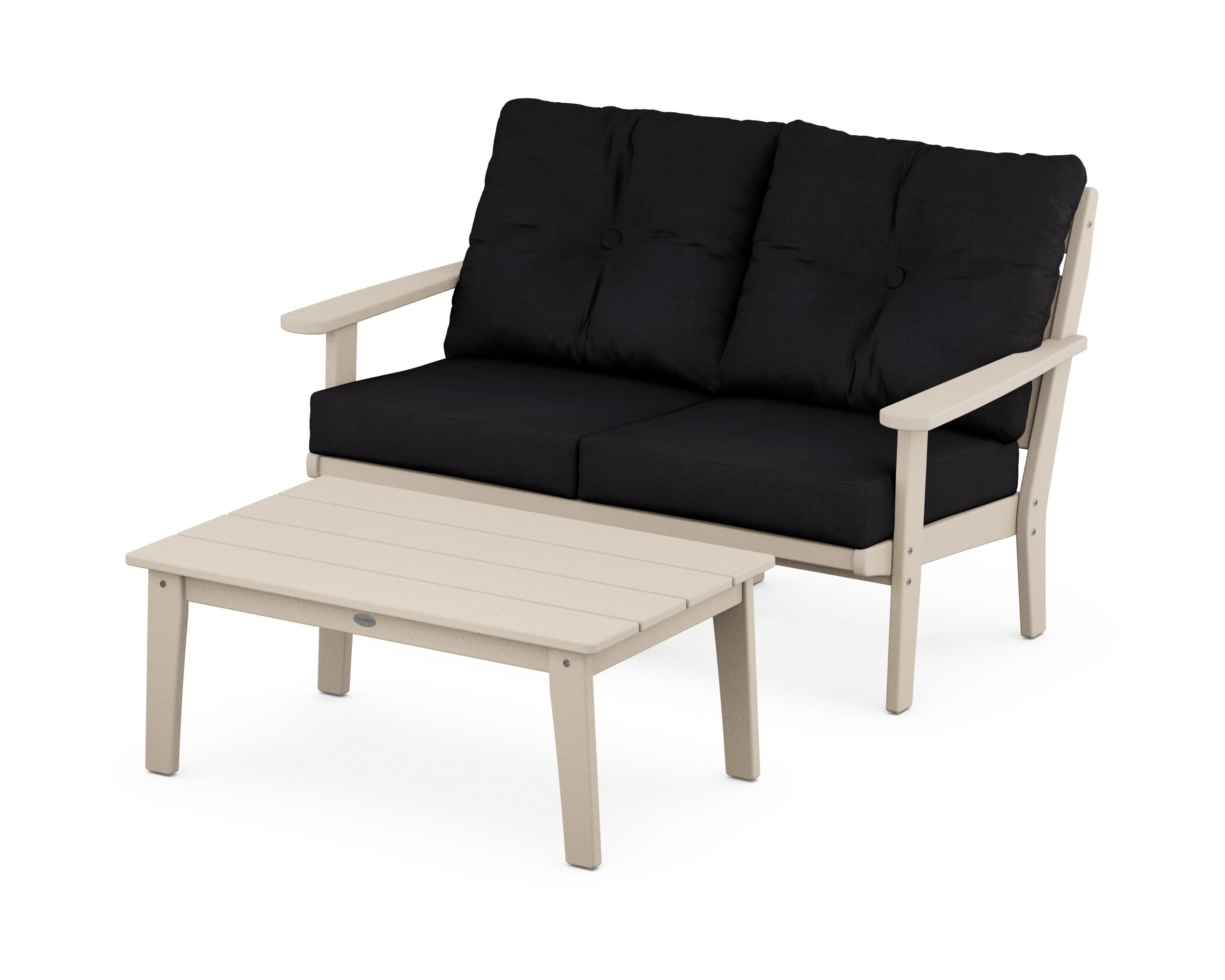 Lakeside 2-Piece Lounge Loveseat Set in Sand / Midnight Linen