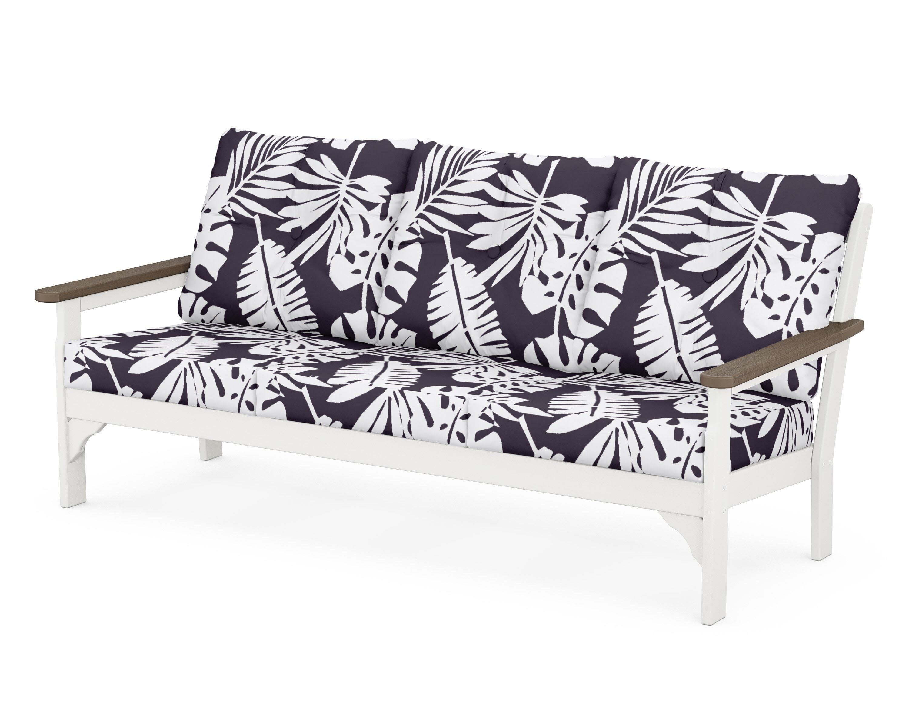 Vineyard Deep Seating Sofa in White / Kona / Leaf Navy