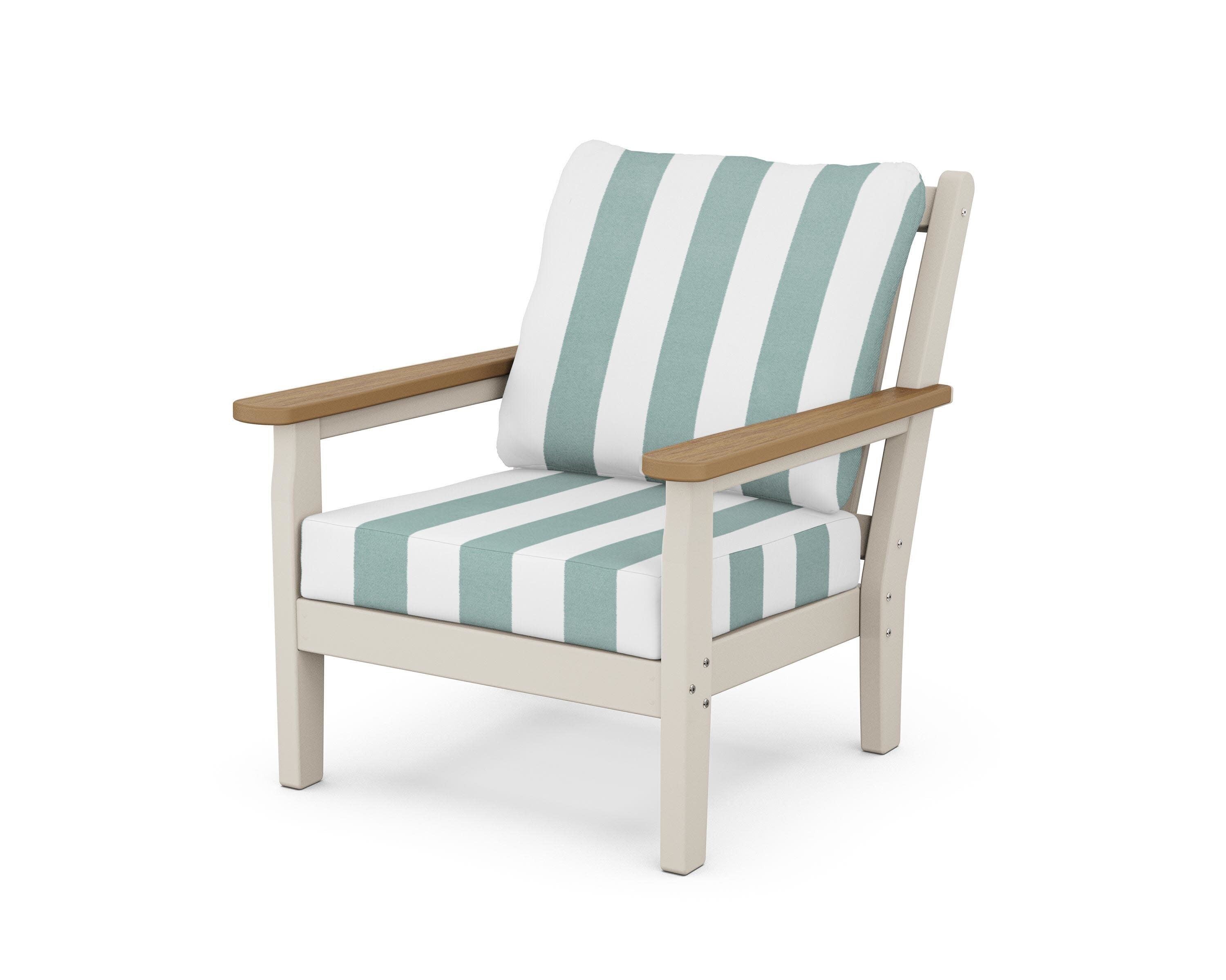Chippendale Deep Seating Chair in Sand / Natural / Cabana Stripe Glacier Spa