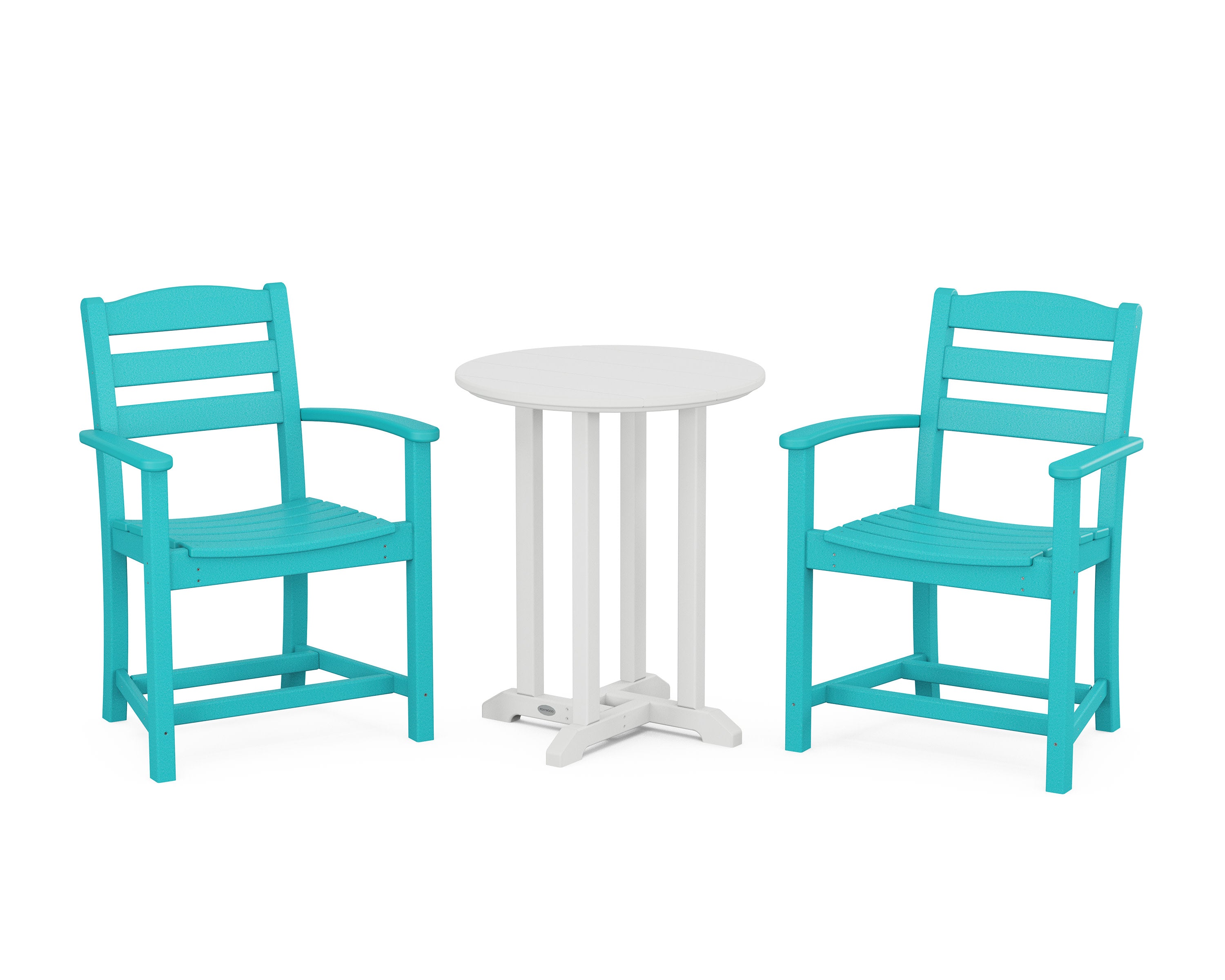La Casa Caf 3-Piece Round Bistro Dining Set in Aruba / White