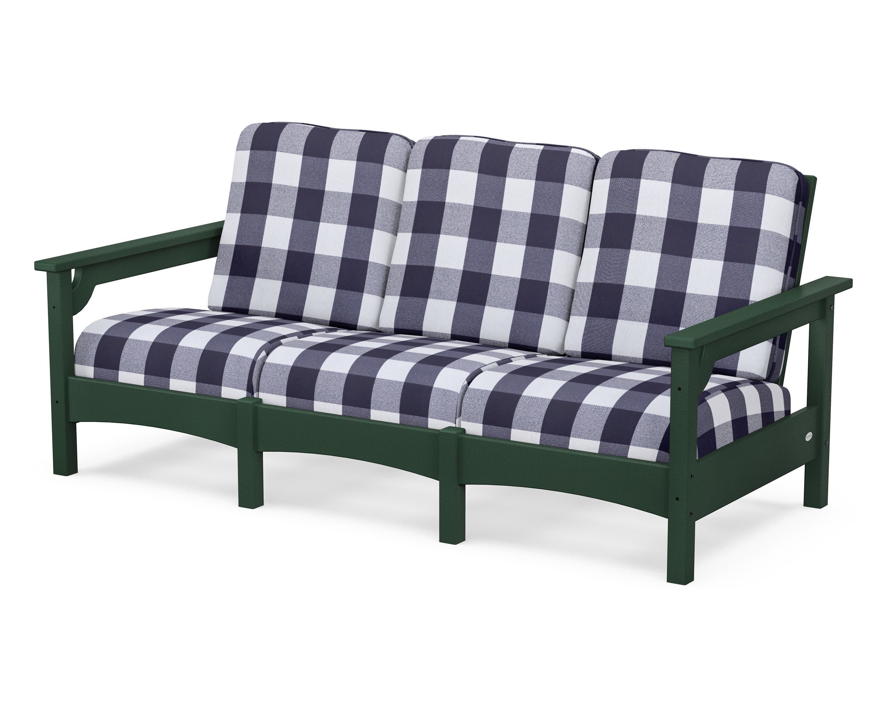 Club Sofa in Green / Buffalo Plaid Navy