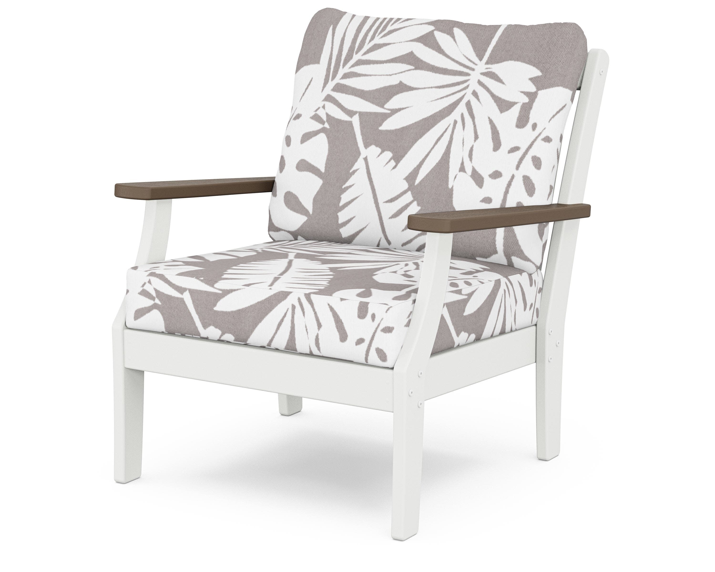 Braxton Deep Seating Chair in White / Kona / Leaf Grey Mist
