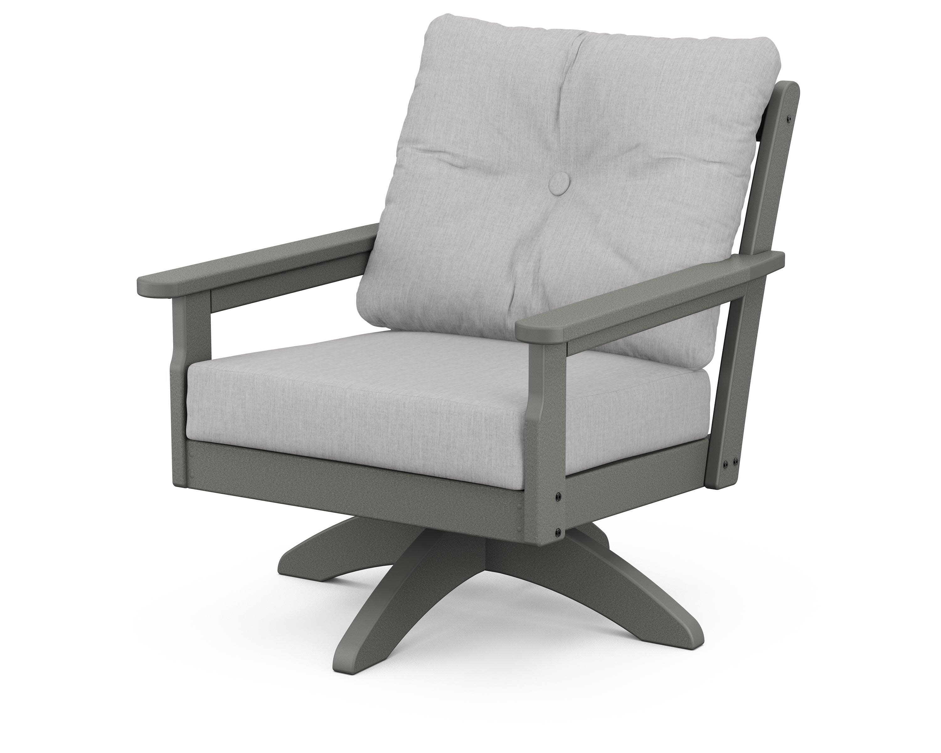 Vineyard Deep Seating Swivel Chair in Slate Grey / Granite