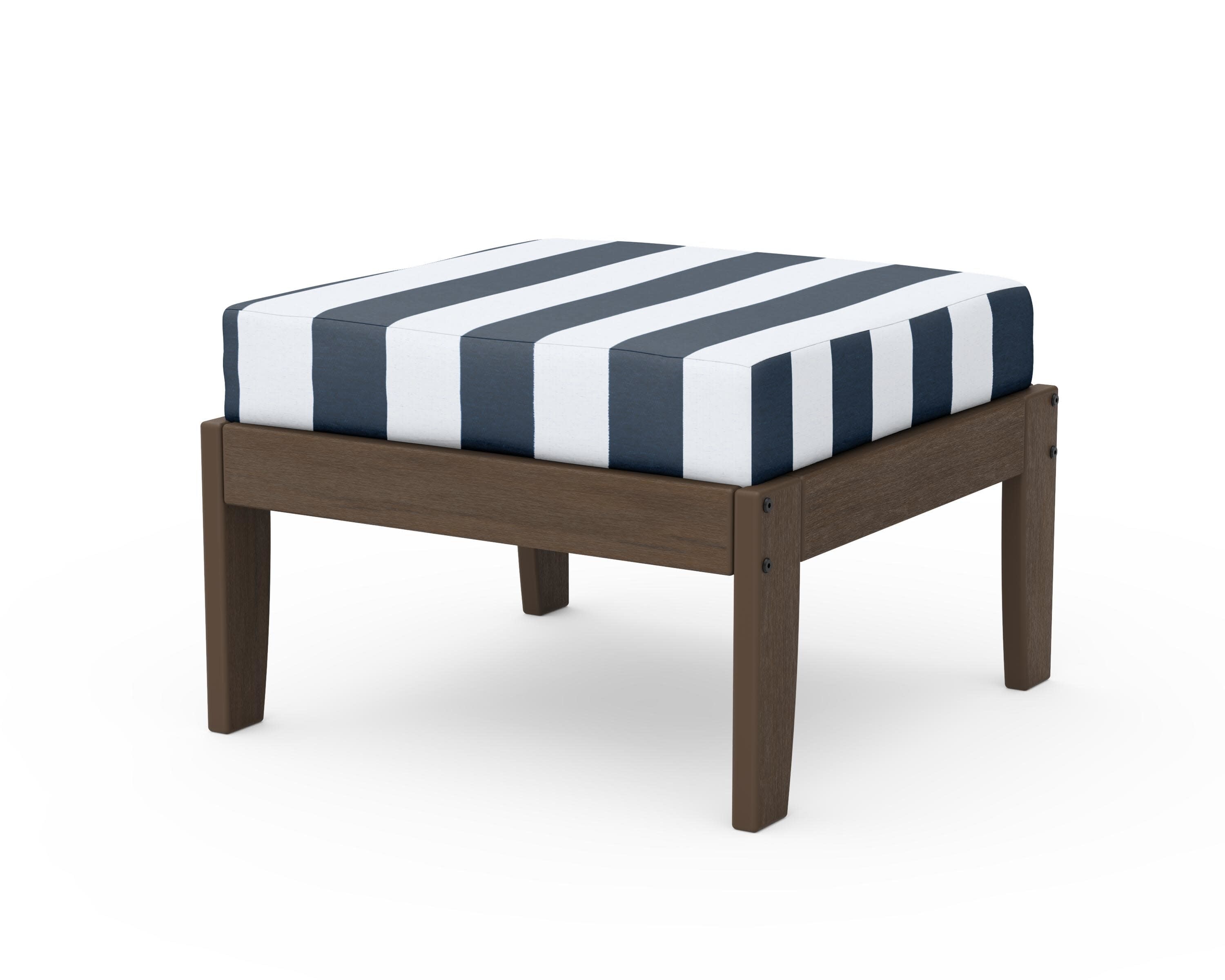 Modular Ottoman - Classic in Kona / Cabana Stripe Marine Indigo