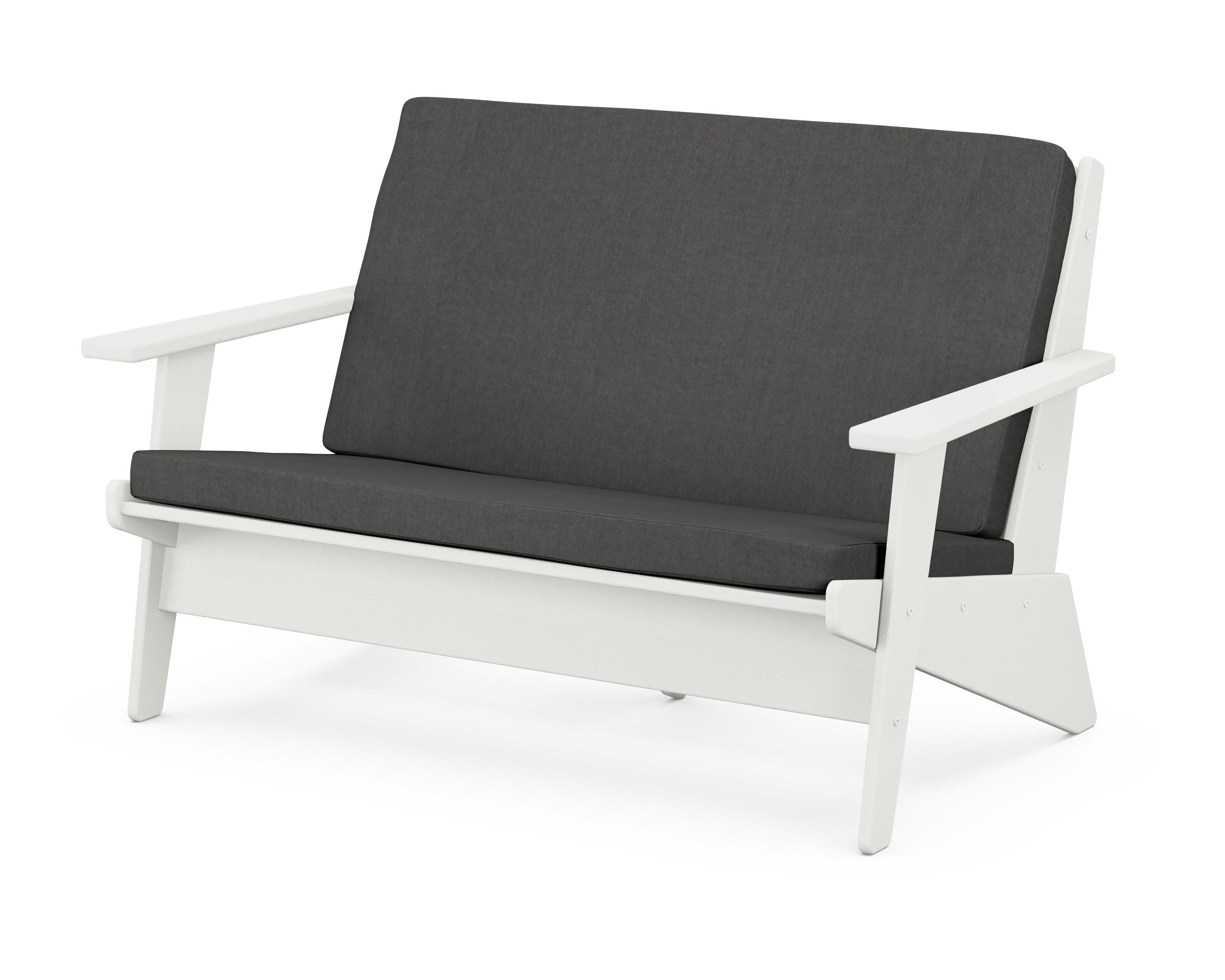 Riviera Modern Lounge Loveseat in Vintage White / Spectrum Carbon