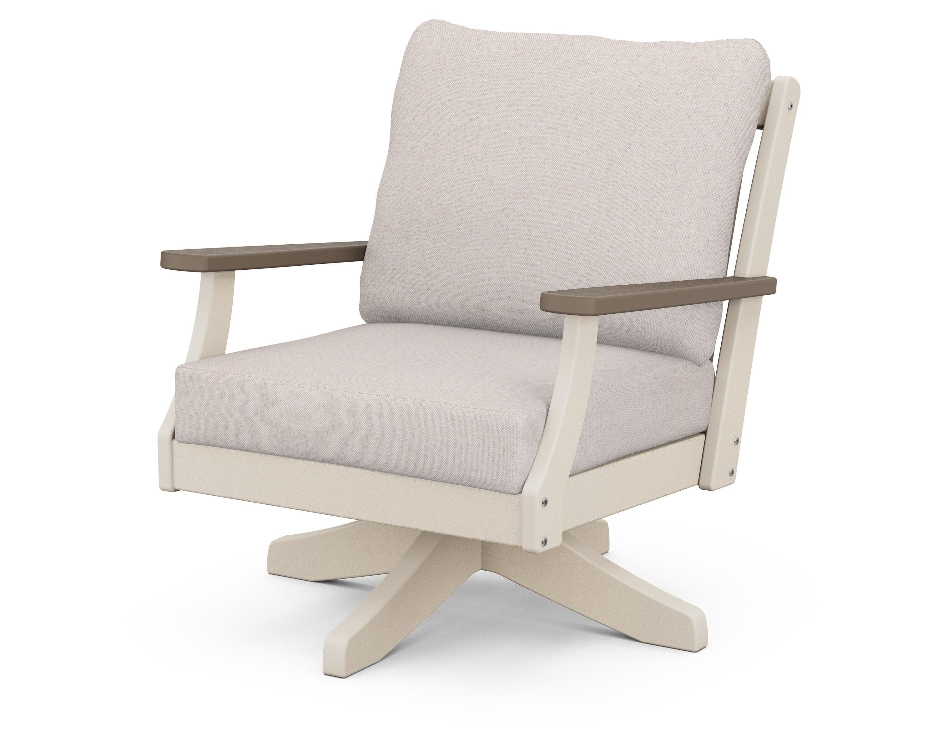 Braxton Deep Seating Swivel Chair in Sand / Kona / Dune Burlap