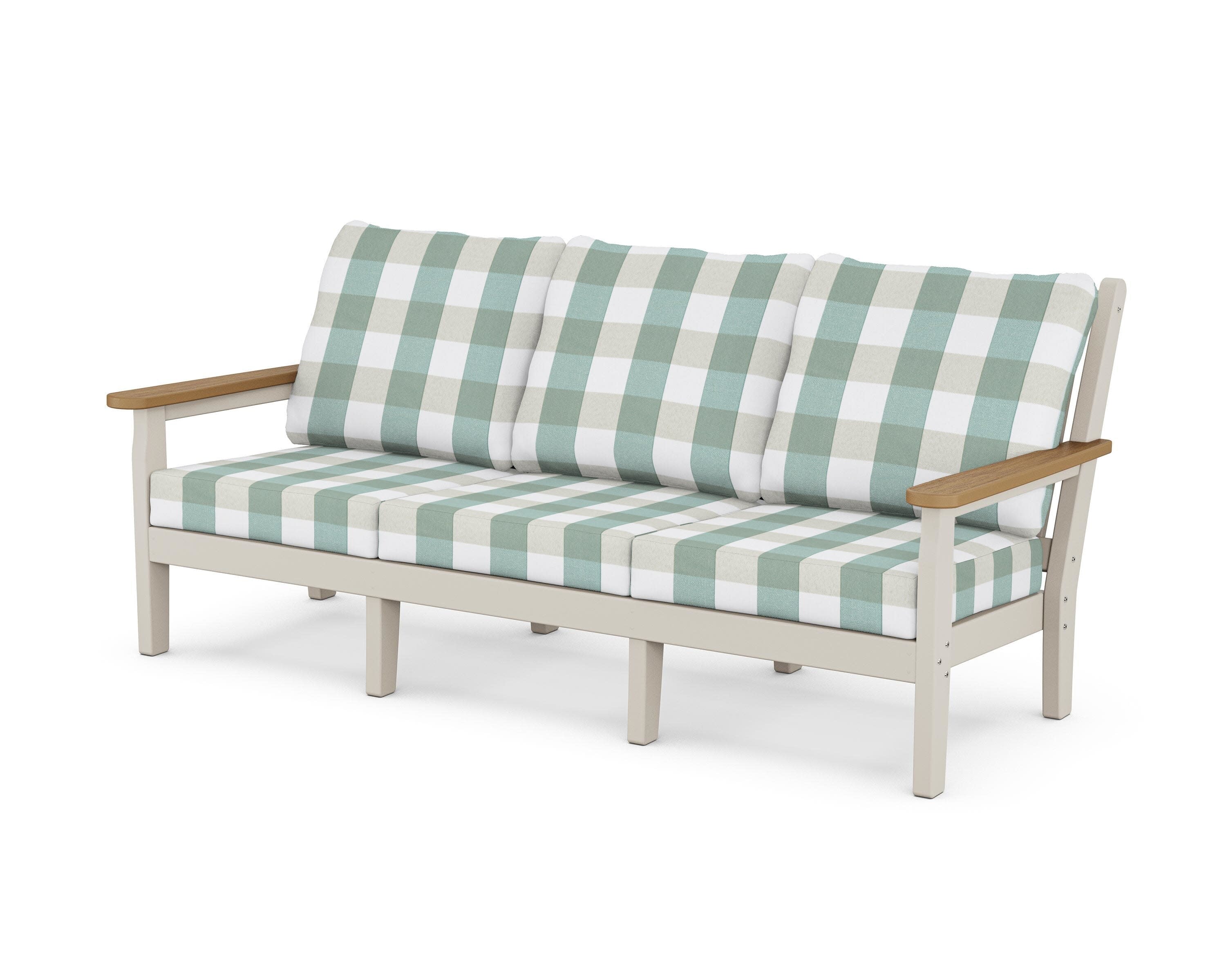 Chippendale Deep Seating Sofa in Sand / Natural / Buffalo Plaid Glacier Spa