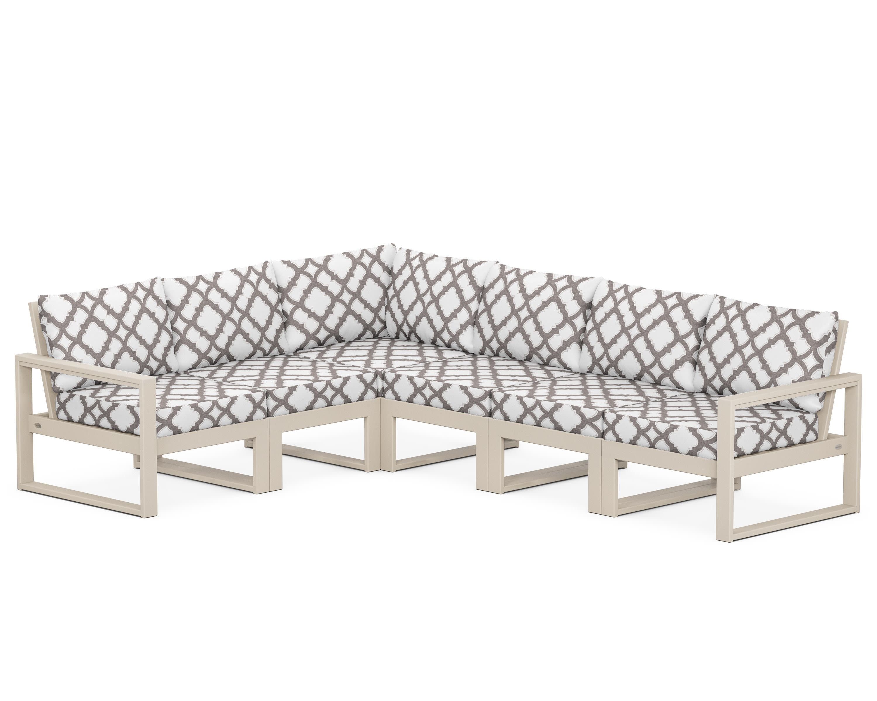 EDGE 6-Piece Modular Deep Seating Set in Sand / Trellis Grey Mist