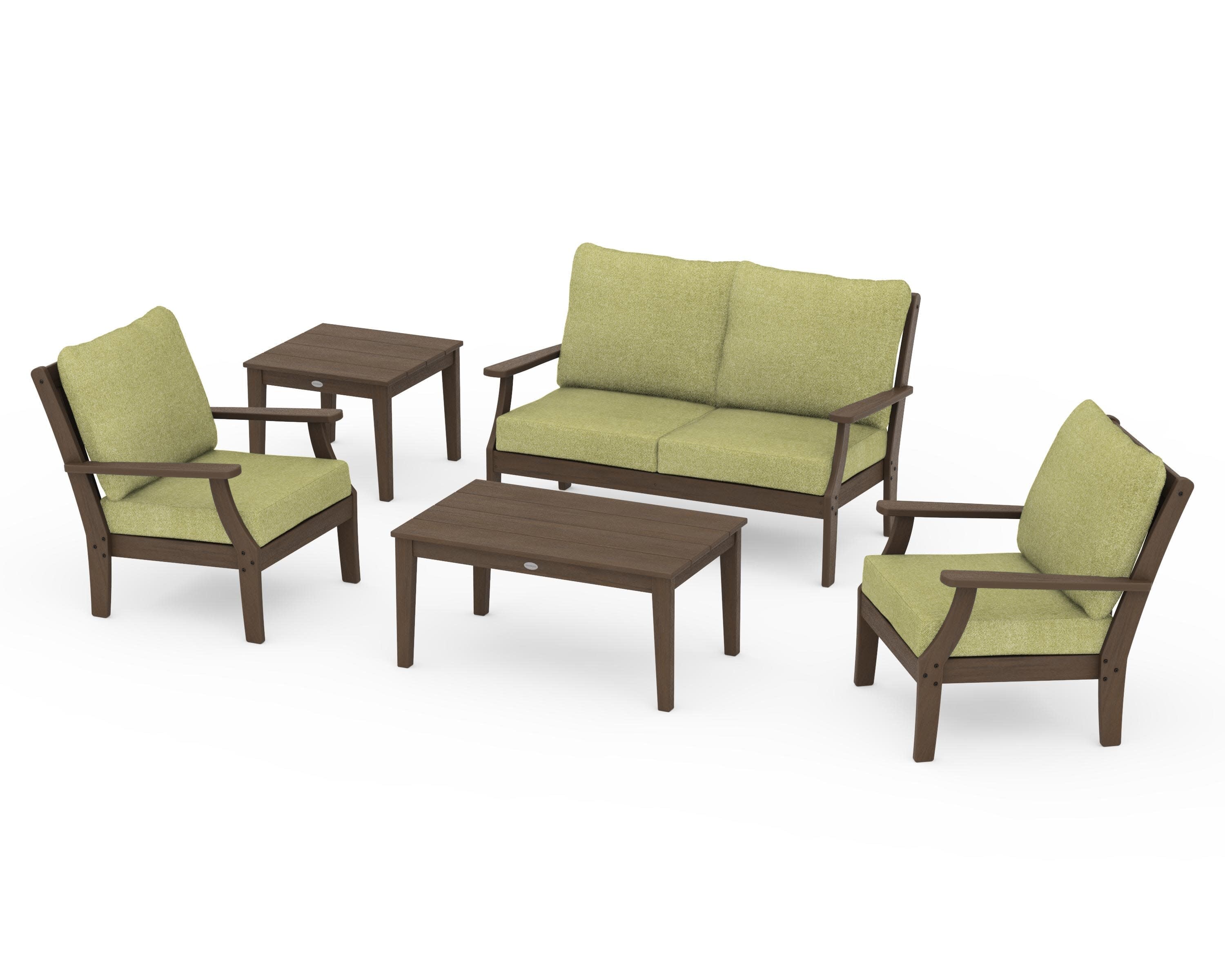 Braxton 5-Piece Deep Seating Set in Kona / Chartreuse Boucle
