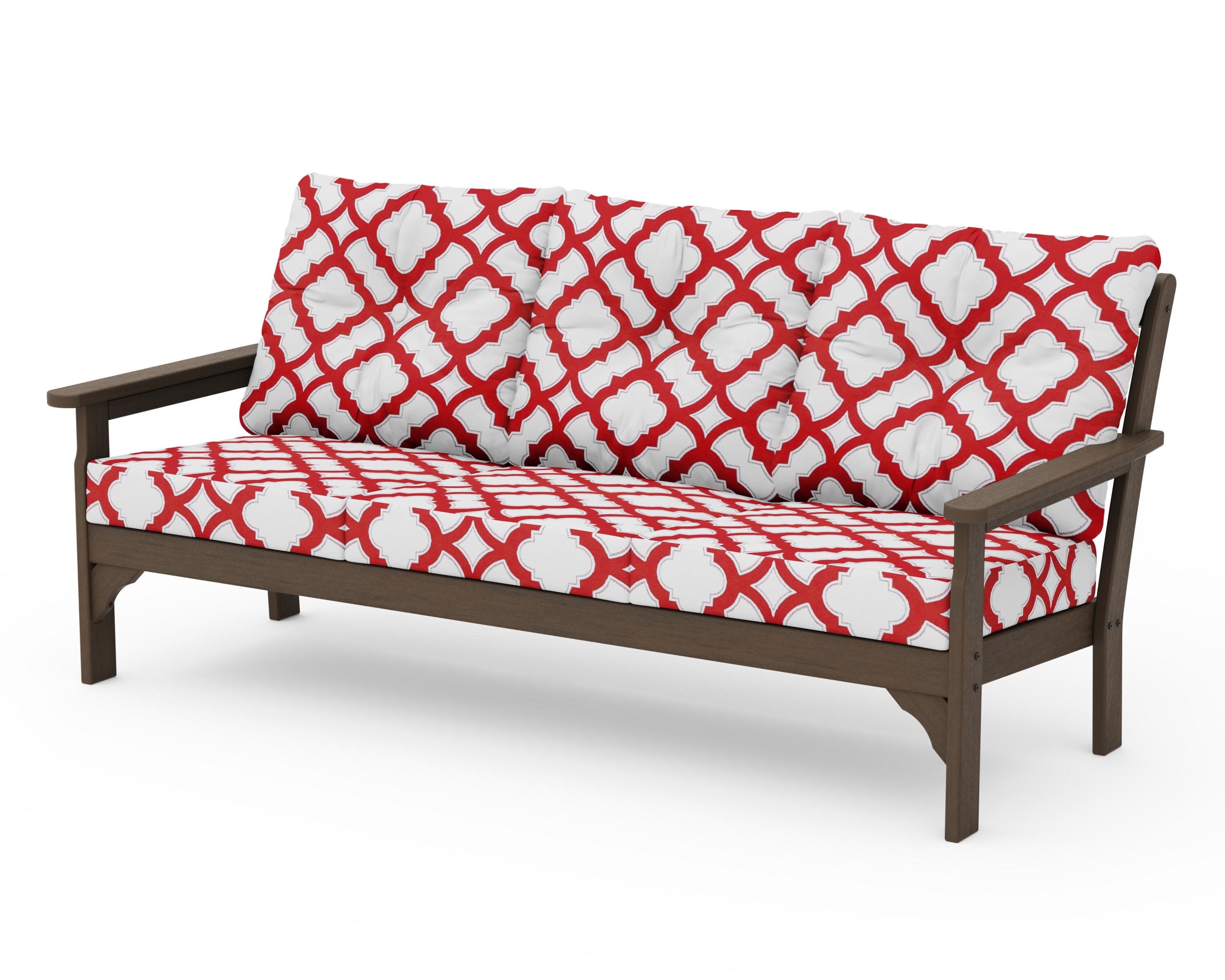Vineyard Deep Seating Sofa in Kona / Trellis Crimson