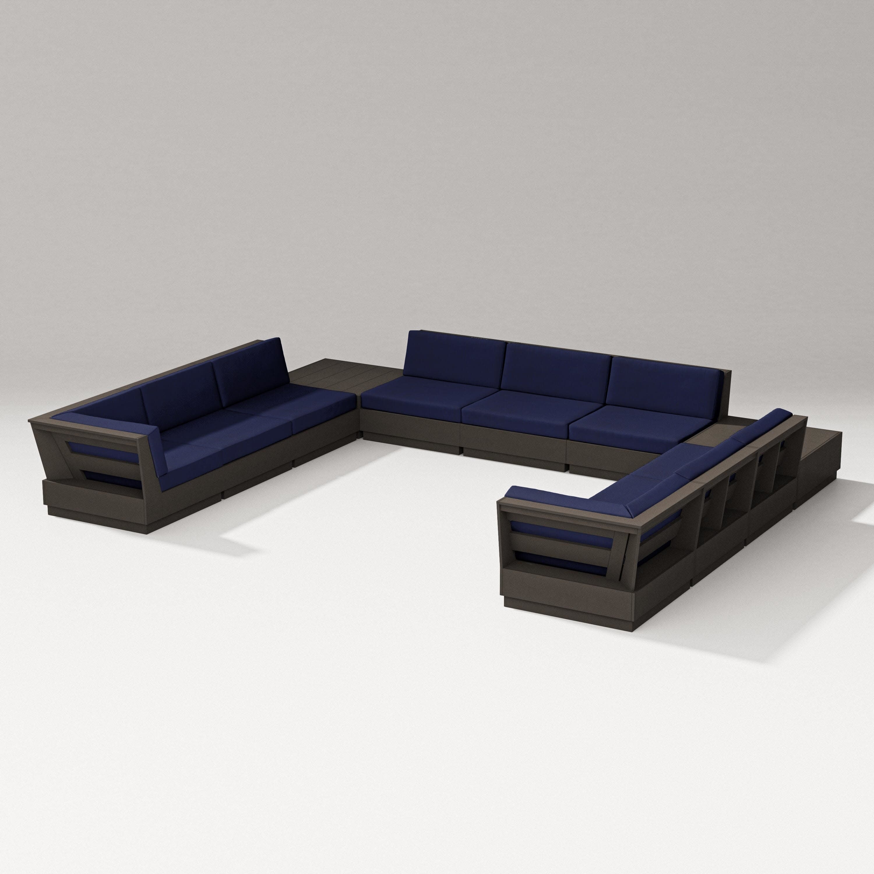 Elevate 11-Piece U-Shaped Sofa Sectional in Vintage Coffee / Navy