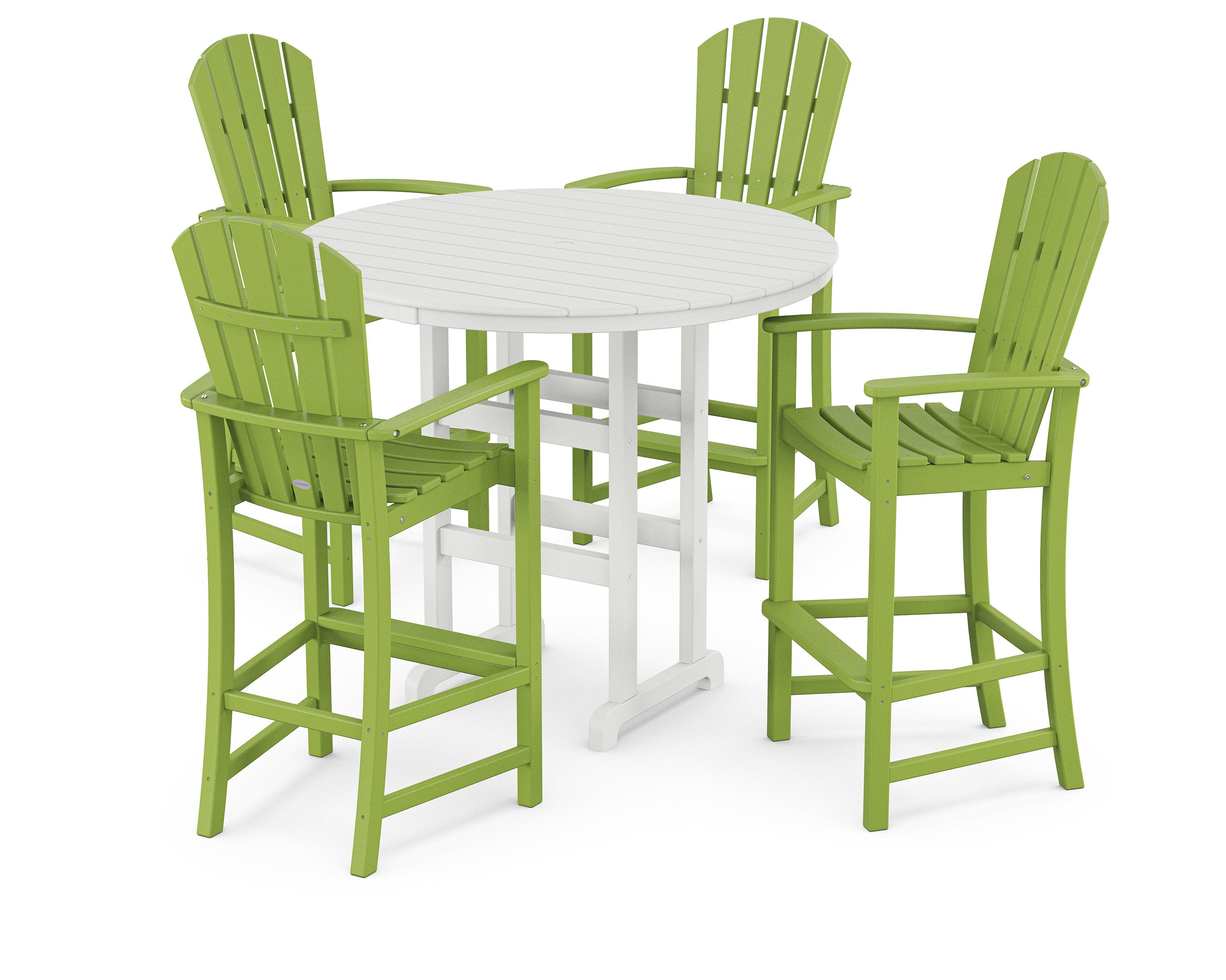 Palm Coast 5-Piece Round Farmhouse Bar Set in Lime / White