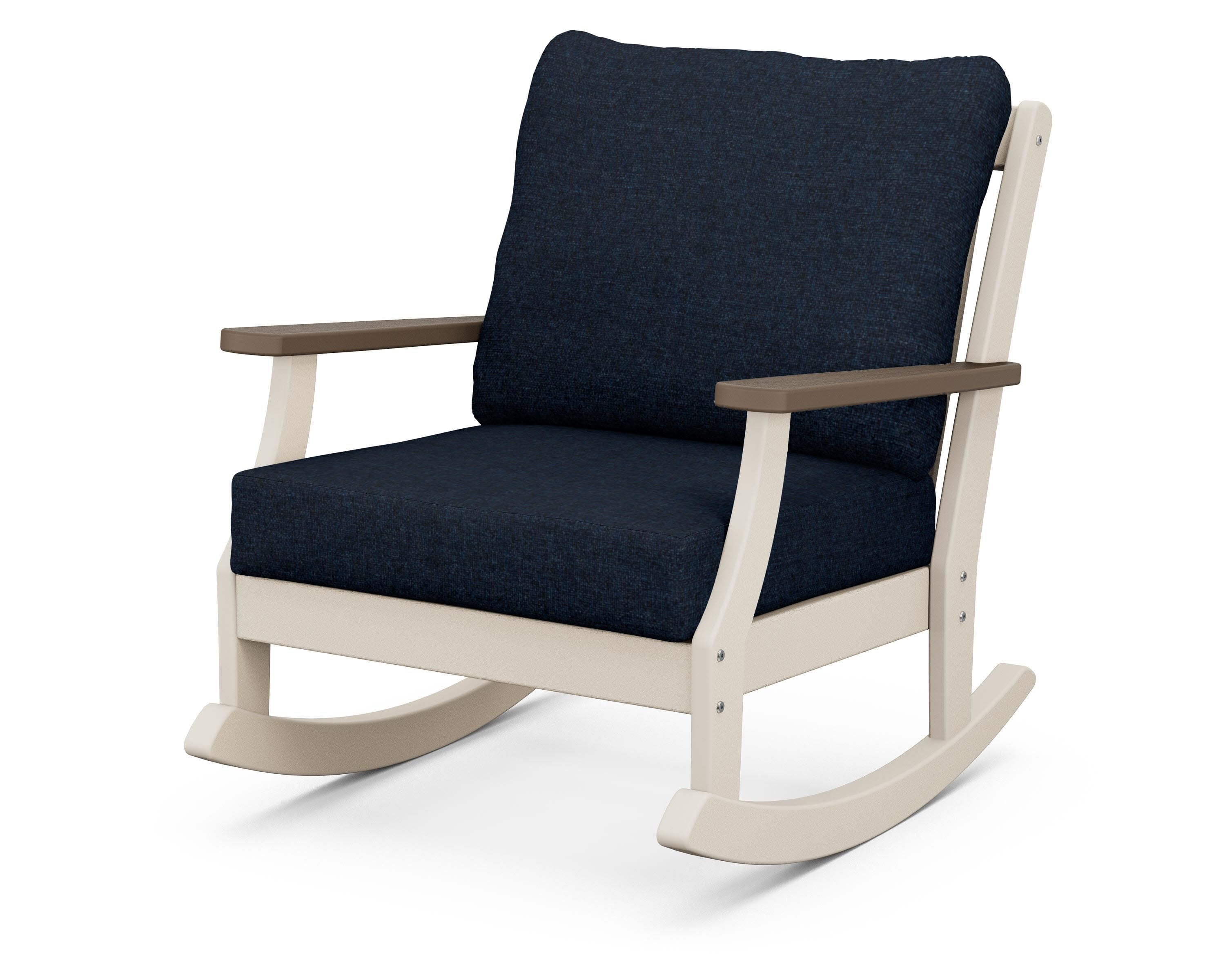 Braxton Deep Seating Rocking Chair in Sand / Kona / Marine Indigo
