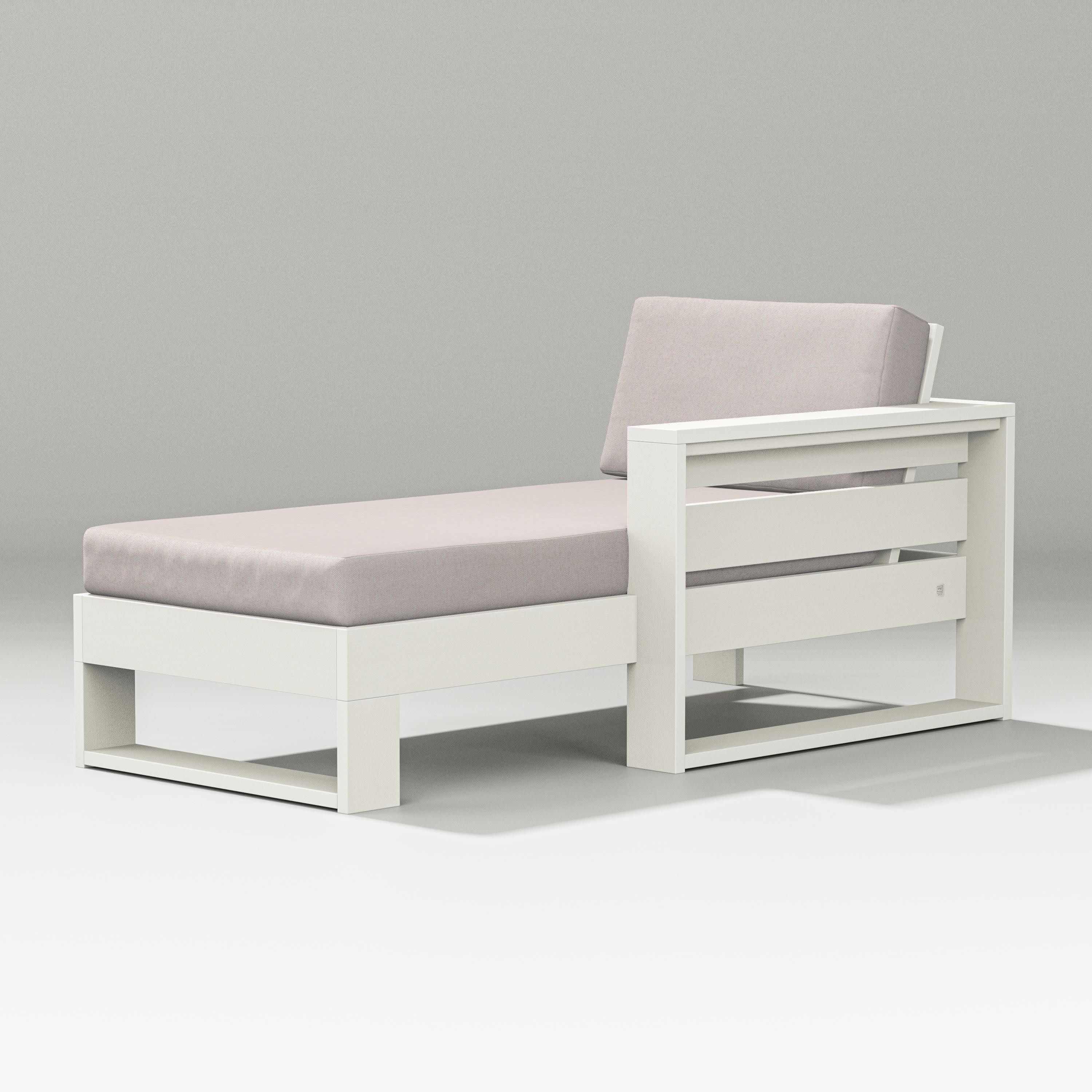 Latitude Modular Right Arm Chaise in Vintage White / Dune Burlap