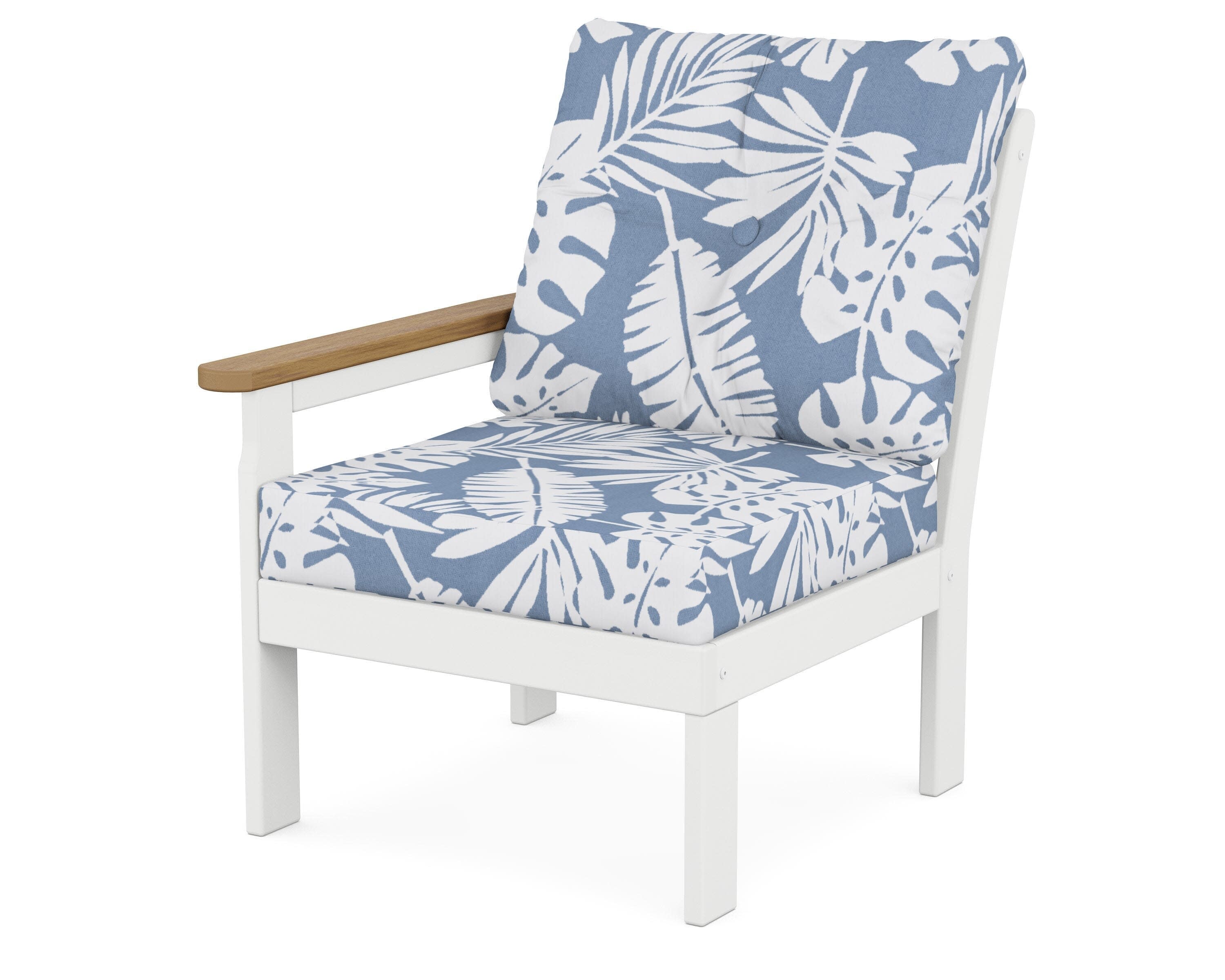 Vineyard Modular Left Arm Chair in White / Natural / Leaf Sky Blue