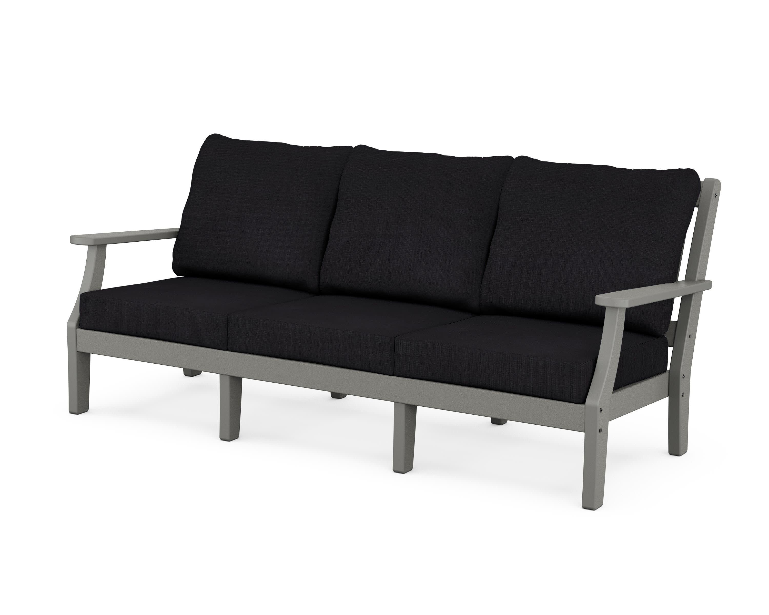 Chinoiserie Deep Seating Sofa in Slate Grey / Midnight Linen