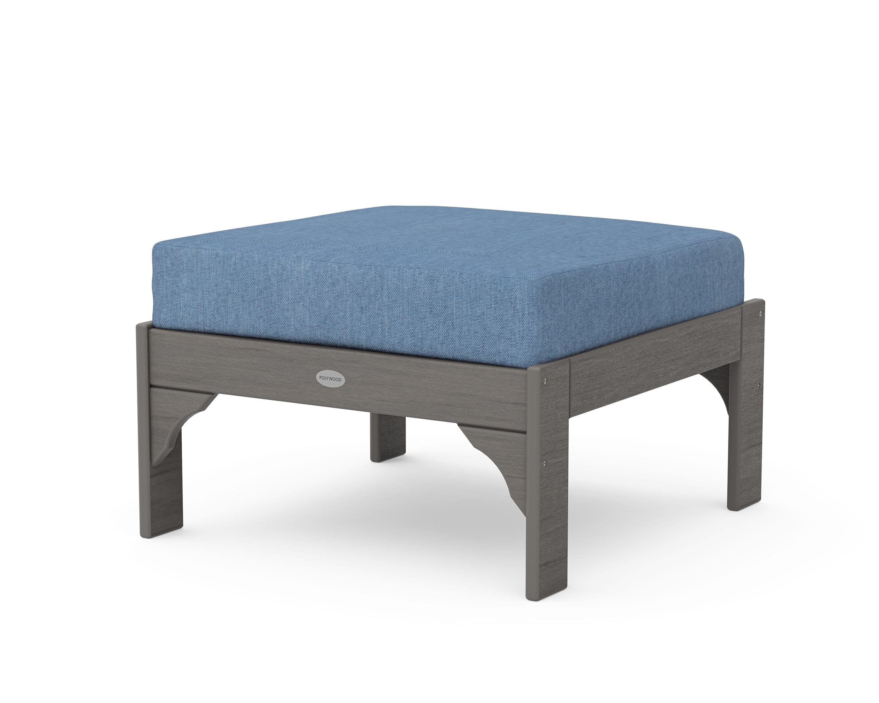 Vineyard Deep Seating Ottoman in Driftwood / Sky Blue