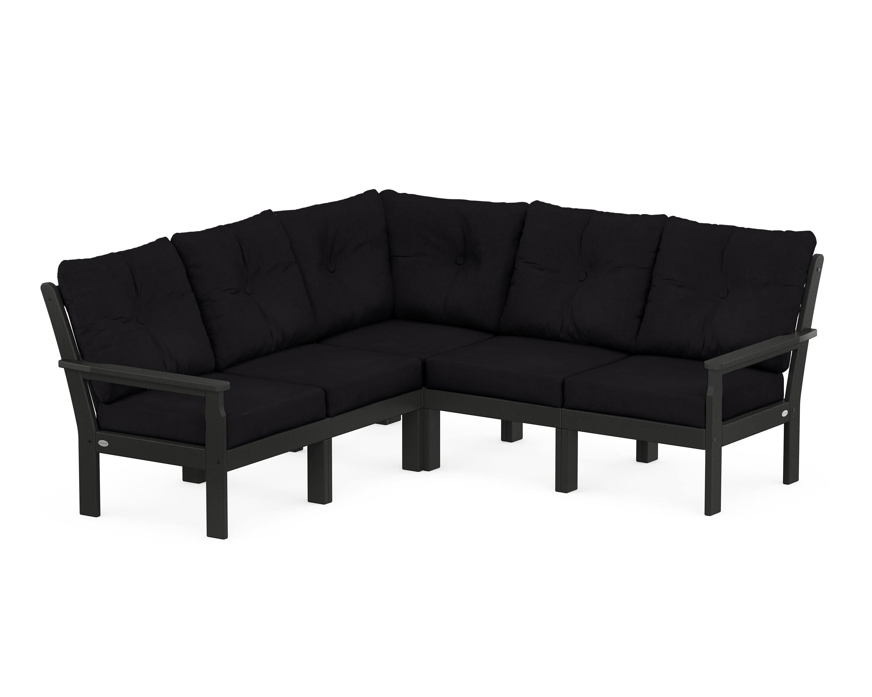 Vineyard 5-Piece Sectional in Black / Midnight Linen