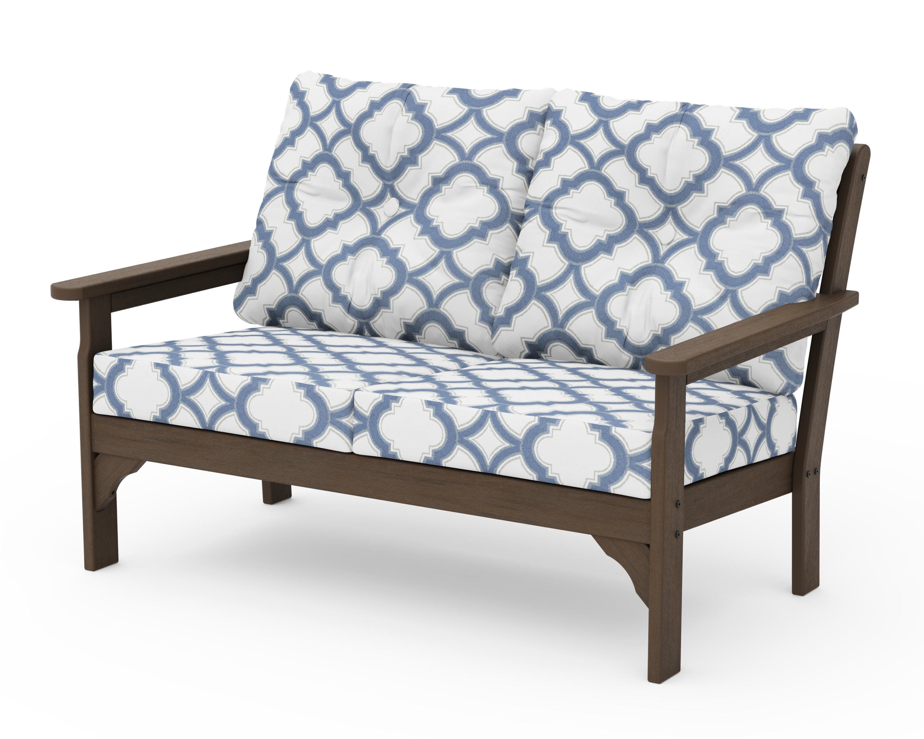 Vineyard Deep Seating Loveseat in Kona / Trellis Sky Blue