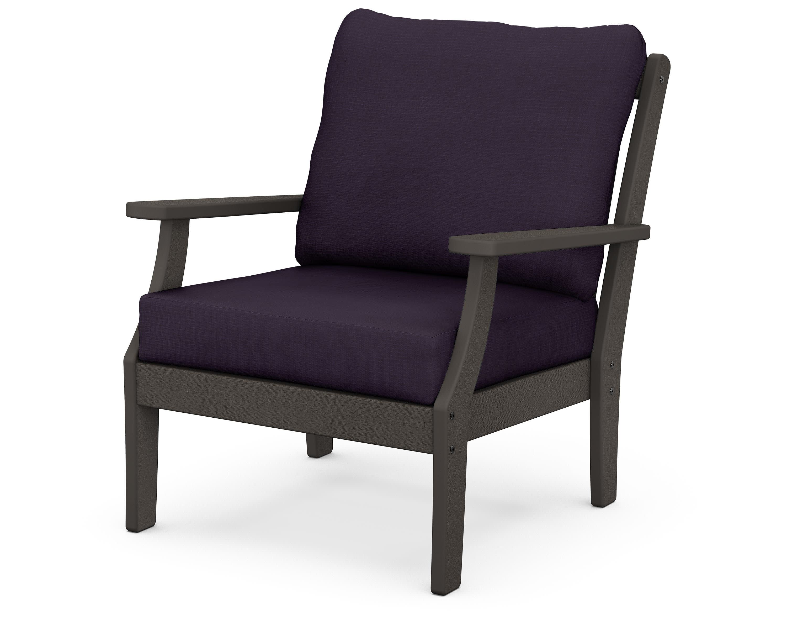 Braxton Deep Seating Chair in Vintage Coffee / Navy Linen