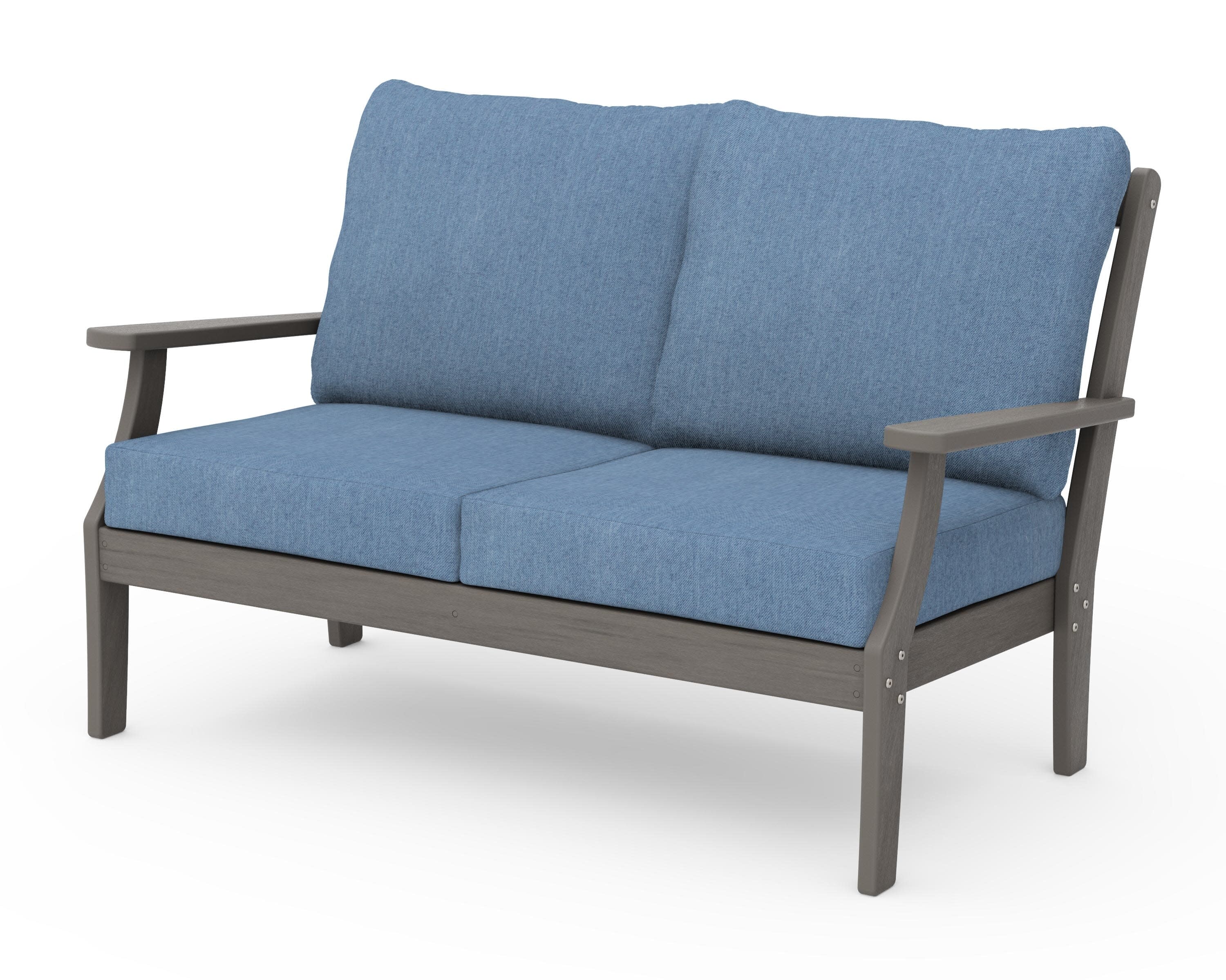 Braxton Deep Seating Loveseat in Driftwood / Sky Blue
