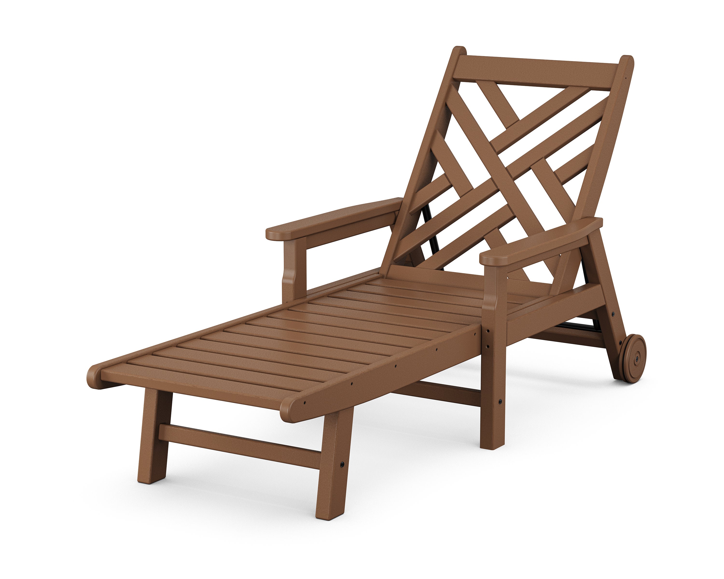 Chippendale Chaise with Arms and Wheels in Teak