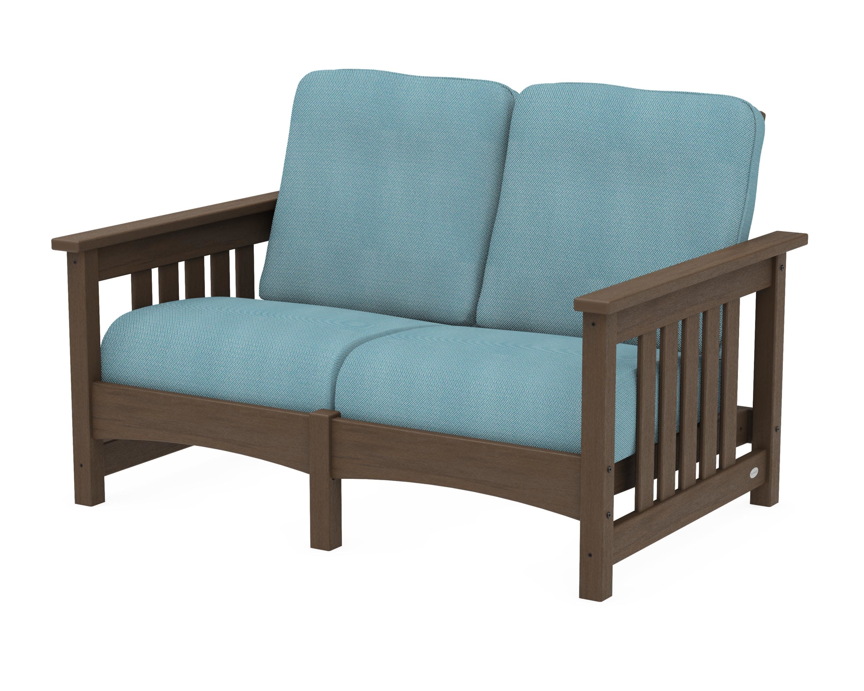 Club Mission Loveseat in Kona / Lattice Sky Blue