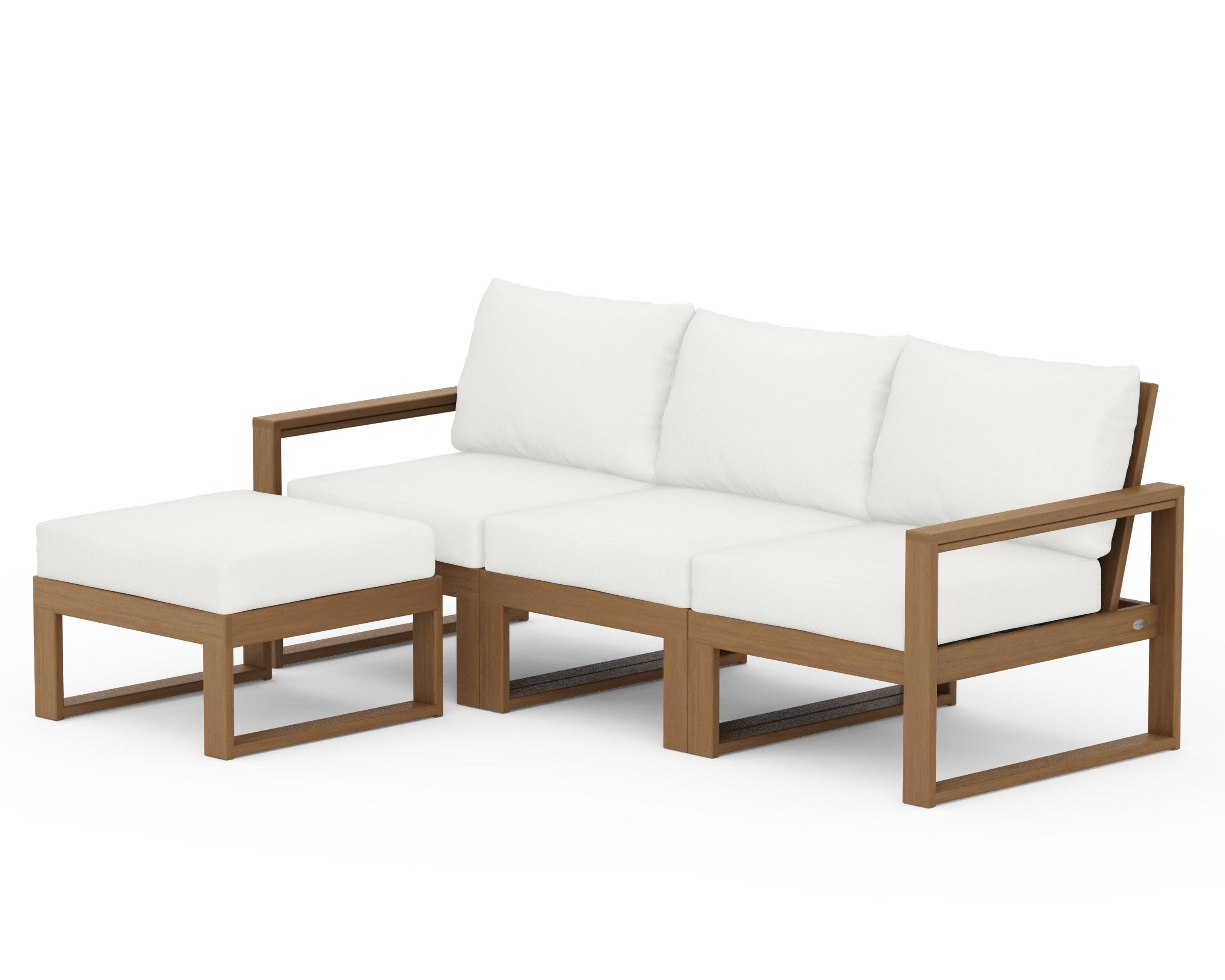 EDGE 4-Piece Modular Deep Seating Set with Ottoman in Natural / Natural Linen