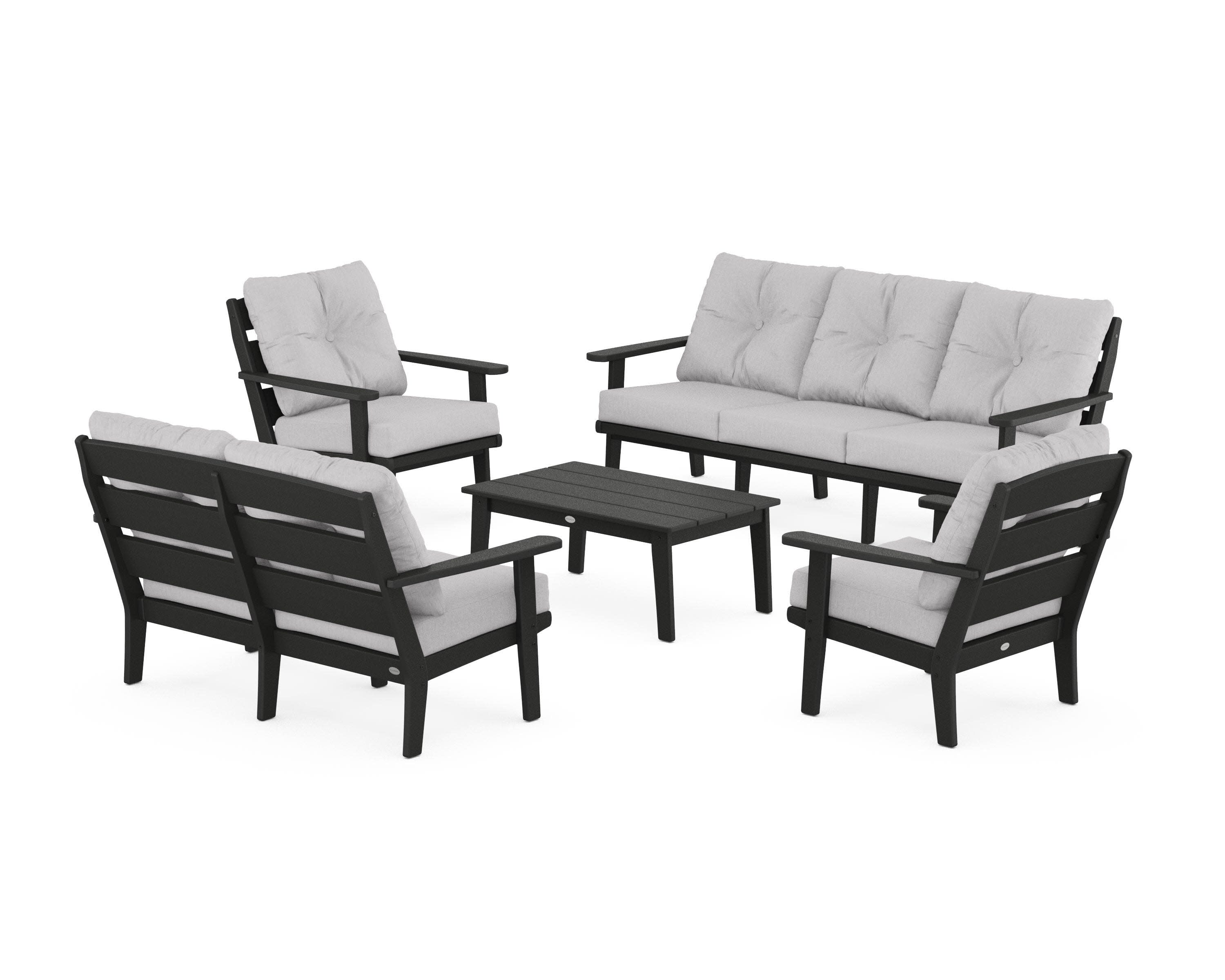 Lakeside 5-Piece Lounge Sofa Set in Black / Granite