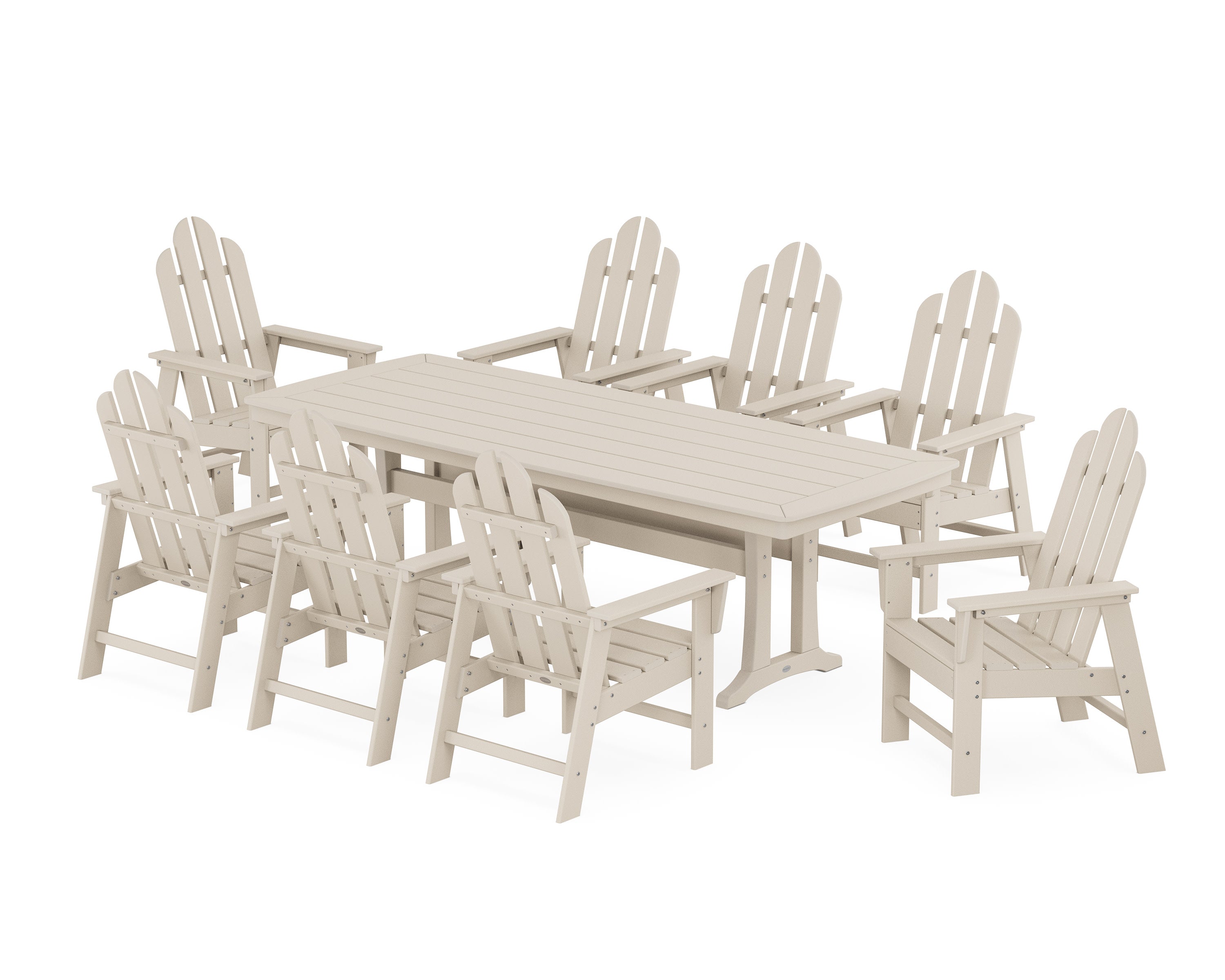 Long Island 9-Piece Dining Set with Trestle Legs in Sand