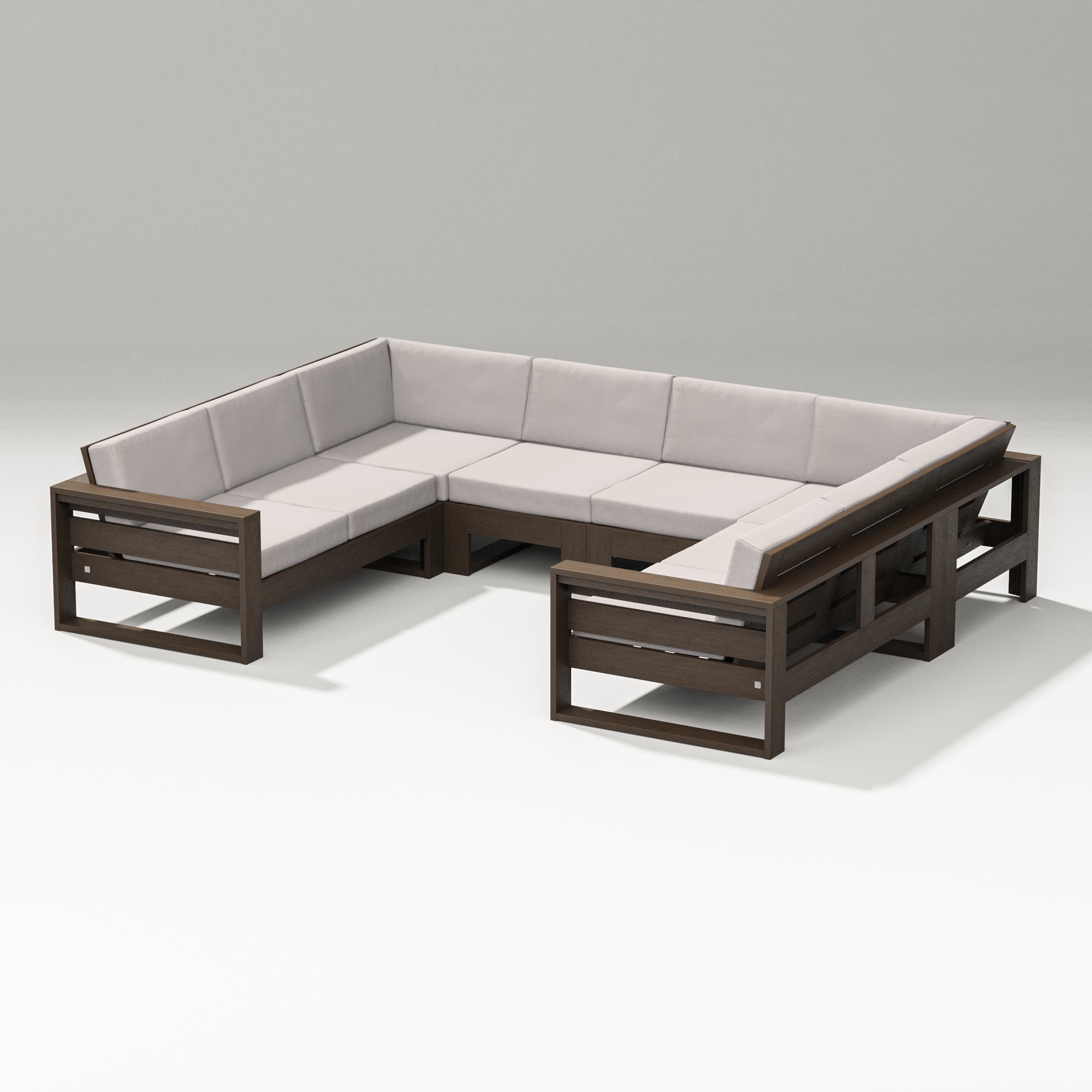 Latitude U-Shaped Sectional in Kona / Dune Burlap